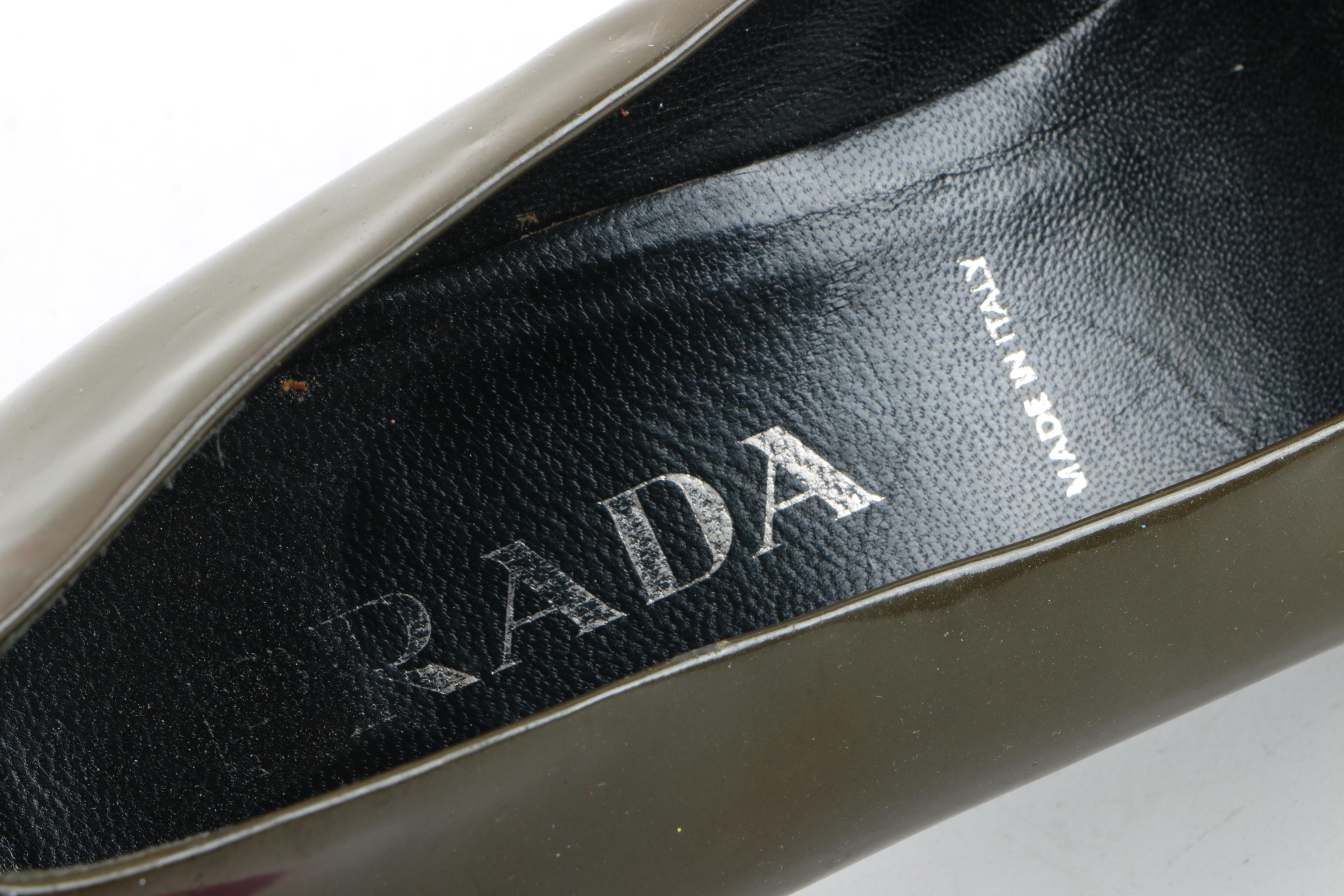 Prada Olive Green Patent Leather Pumps