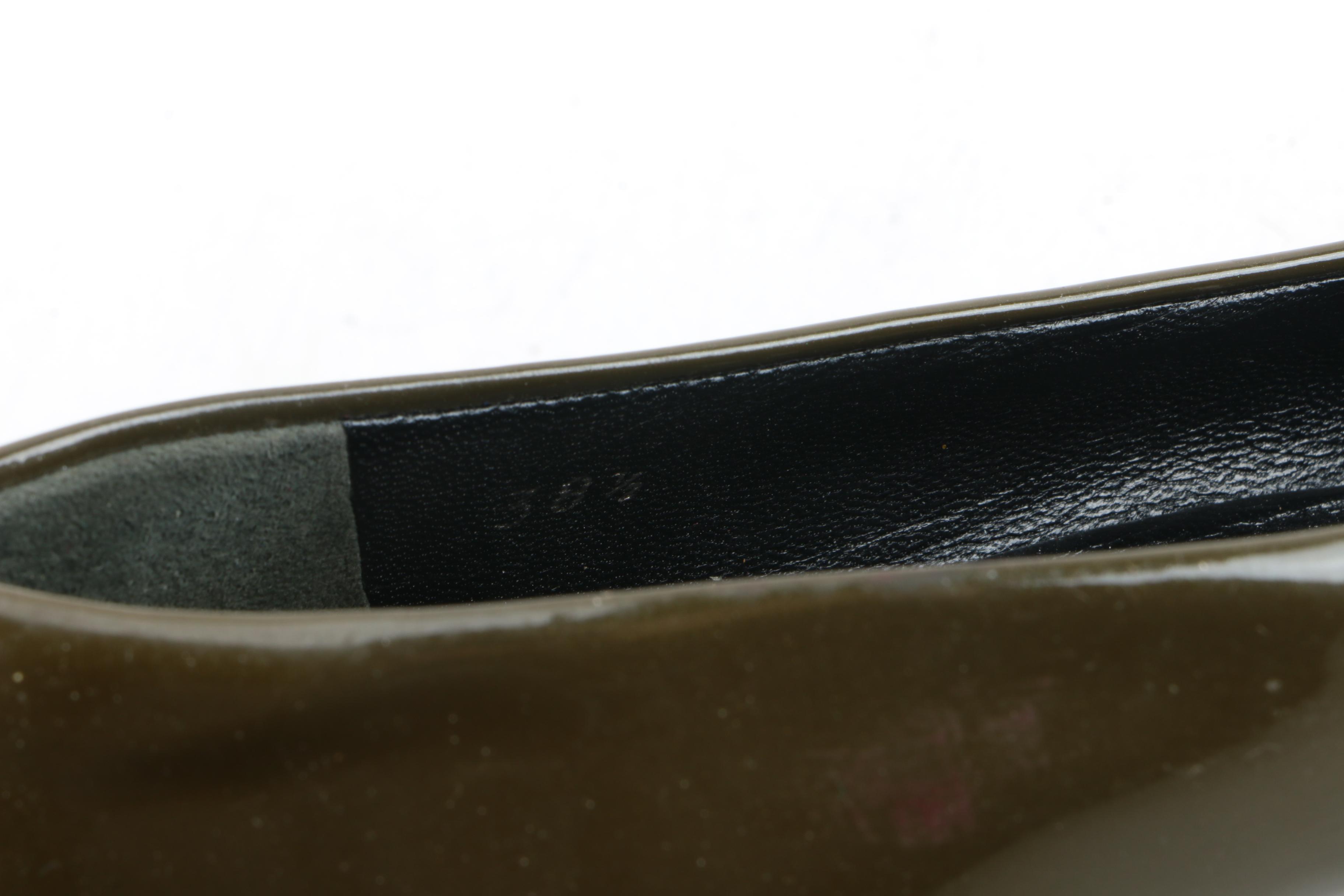 Prada Olive Green Patent Leather Pumps