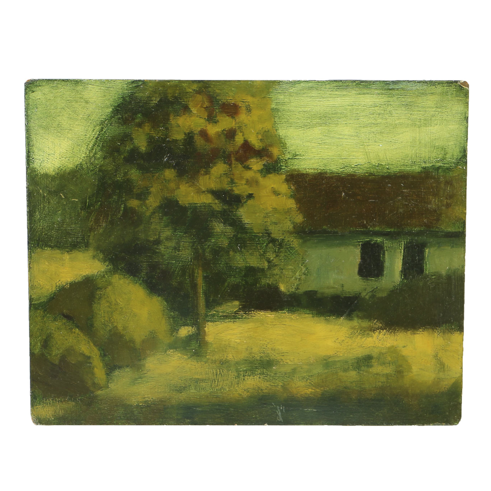 Edgar Hatten Oil Painting on Wood Board Abstracted Landscape