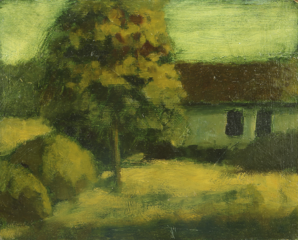 Edgar Hatten Oil Painting on Wood Board Abstracted Landscape