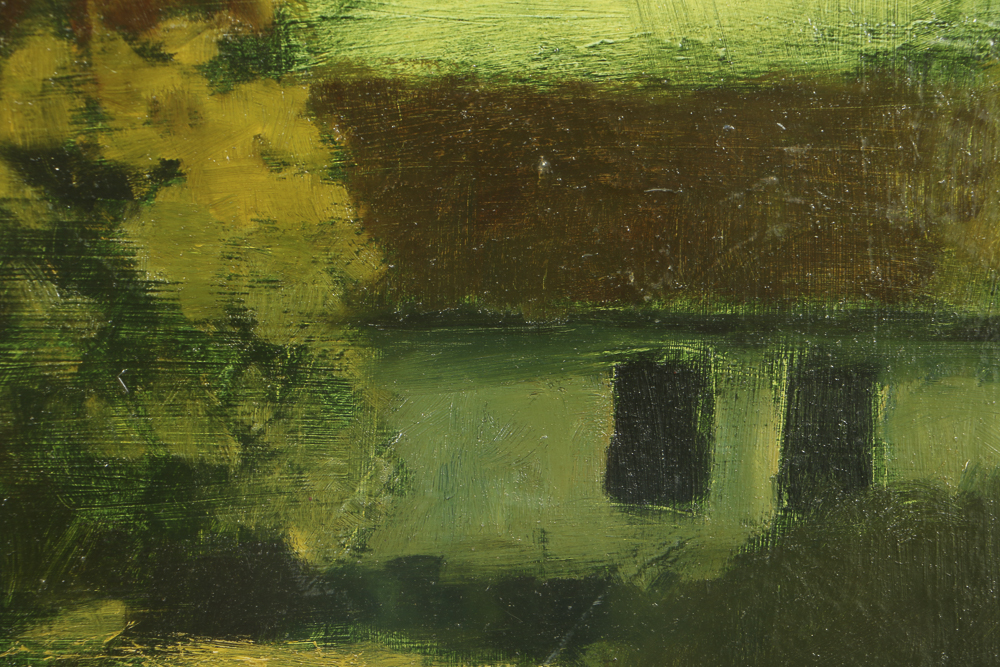 Edgar Hatten Oil Painting on Wood Board Abstracted Landscape