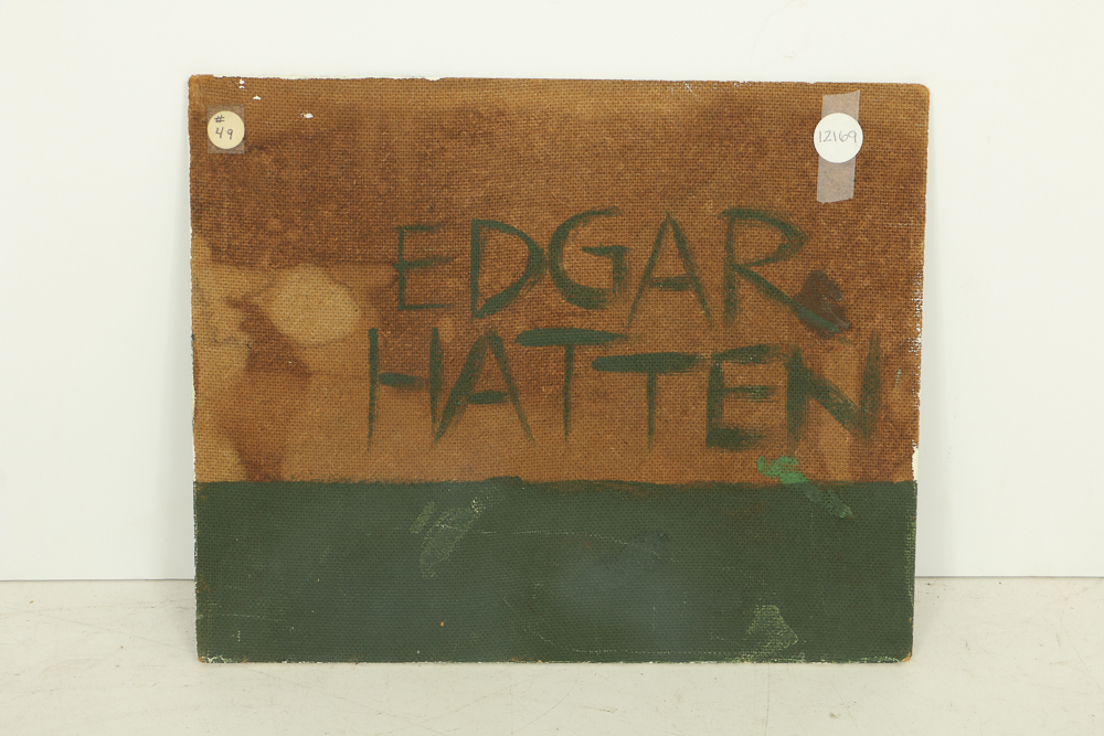 Edgar Hatten Oil Painting on Wood Board Abstracted Landscape