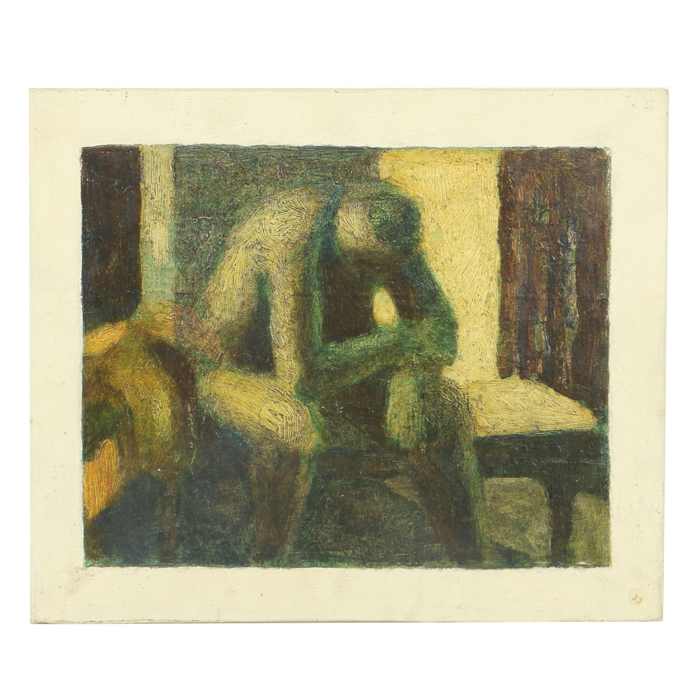 Edgar Hatten Oil Painting on Wood Board "Seated Man"