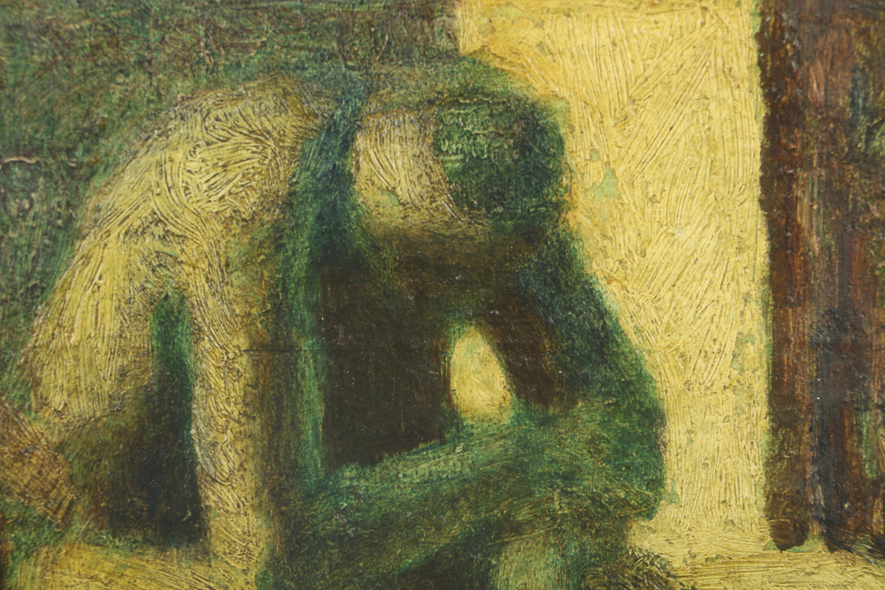 Edgar Hatten Oil Painting on Wood Board "Seated Man"