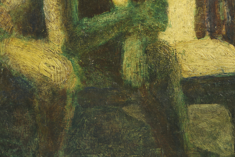 Edgar Hatten Oil Painting on Wood Board "Seated Man"