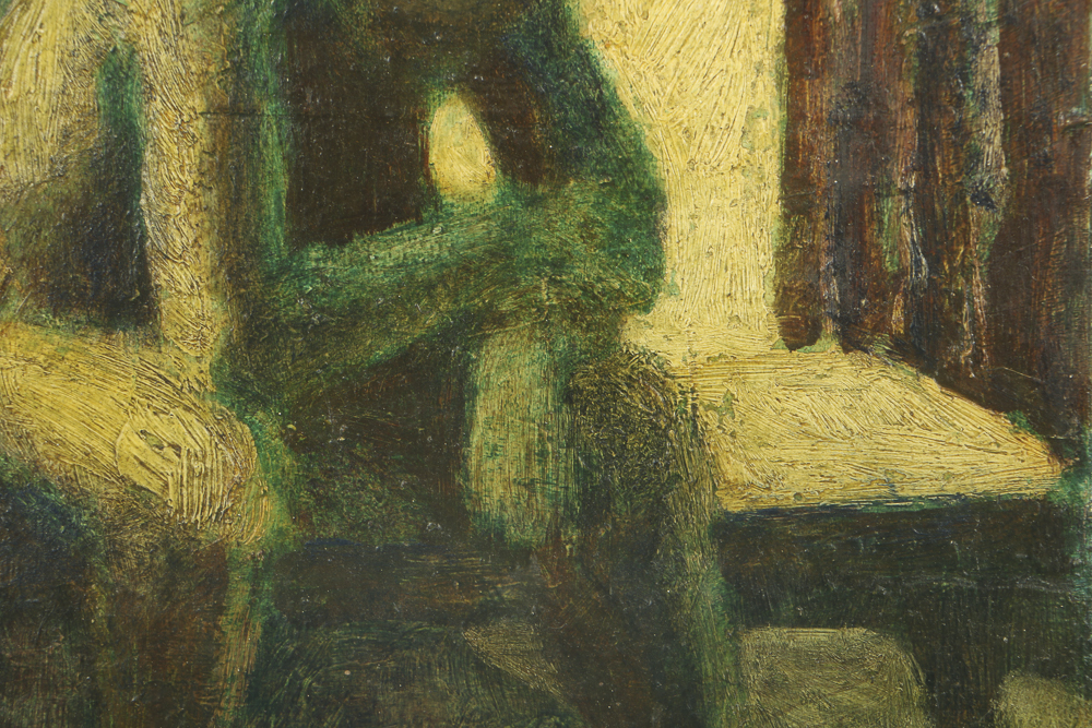 Edgar Hatten Oil Painting on Wood Board "Seated Man"