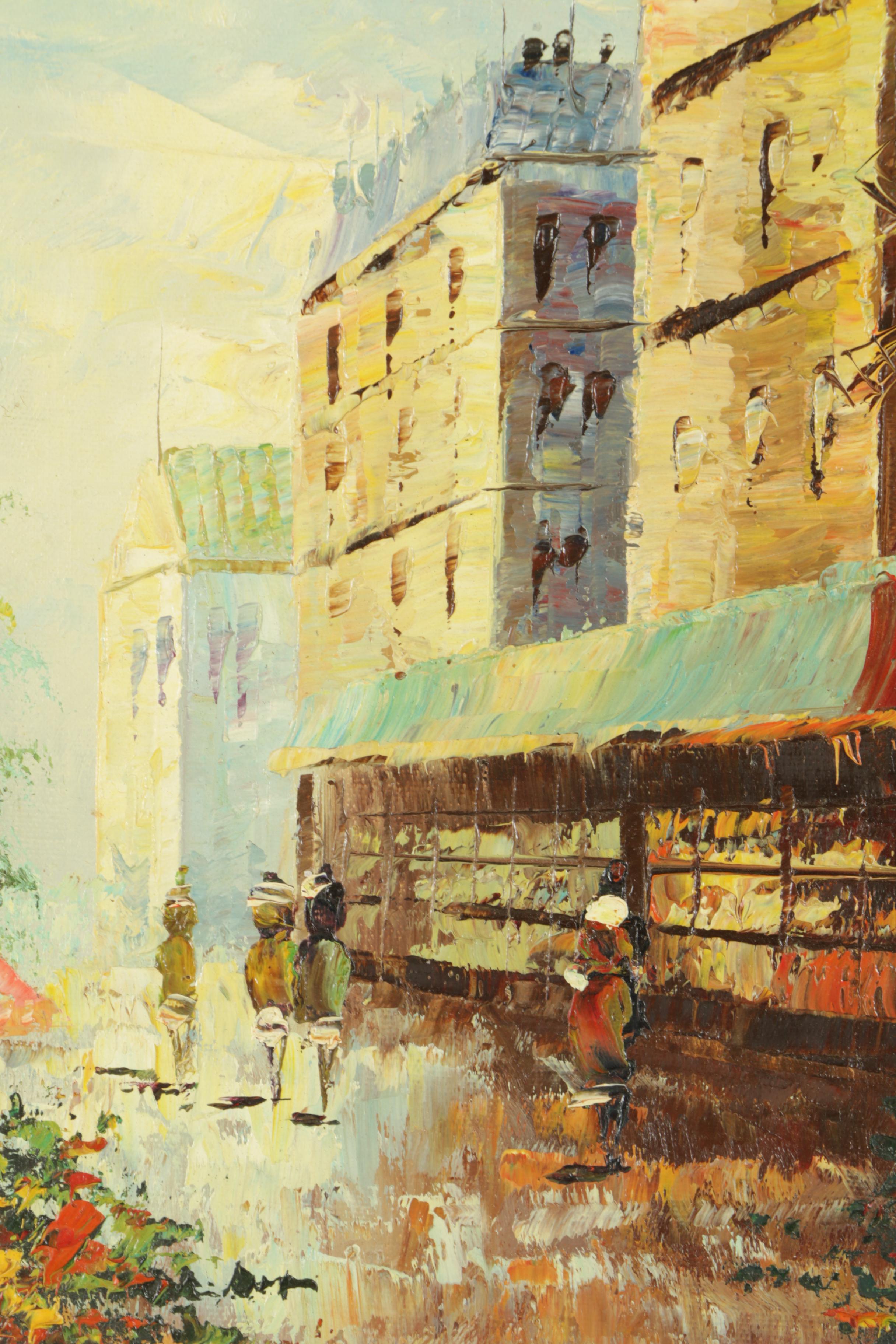 Oil Painting on Masonite of a Street Scene