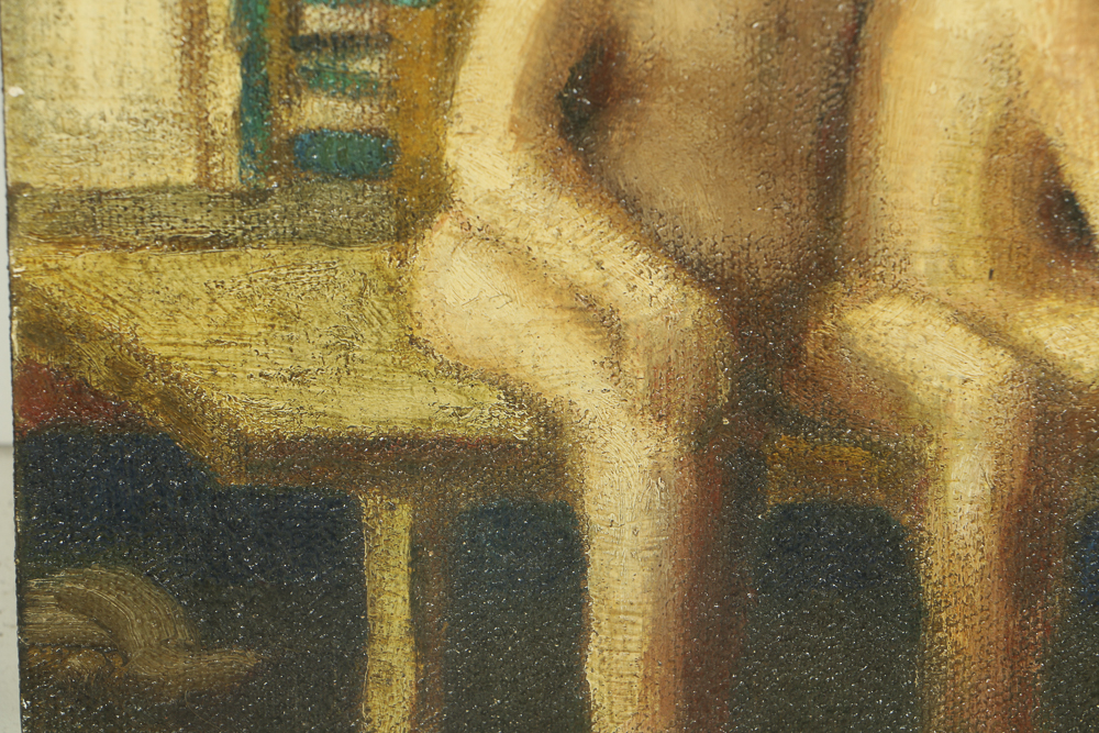 Edgar Hatten Oil Painting on Canvas of Seated Nude Figures