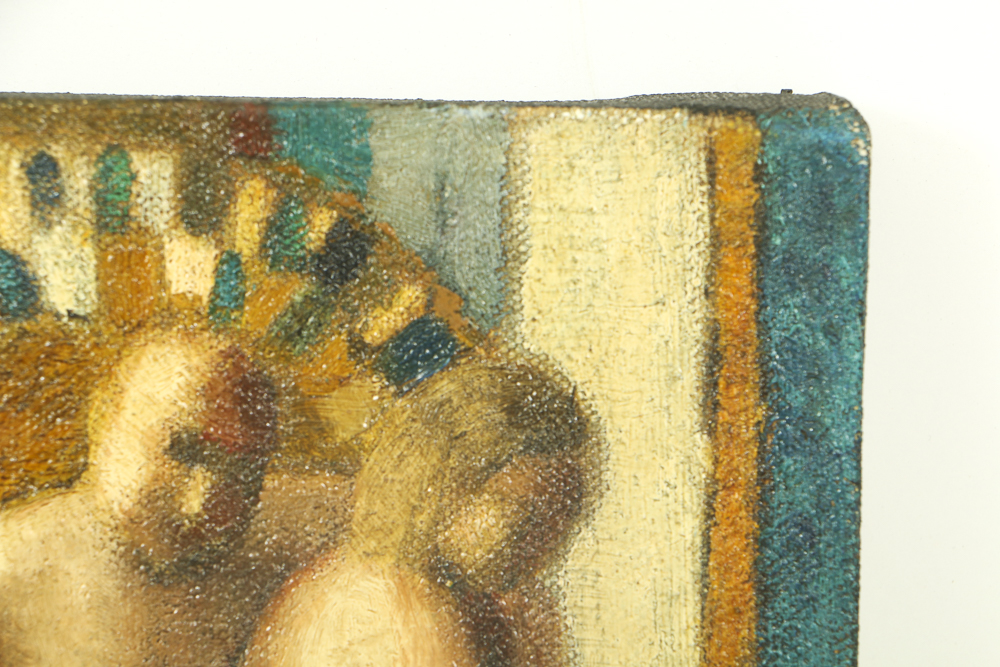 Edgar Hatten Oil Painting on Canvas of Seated Nude Figures