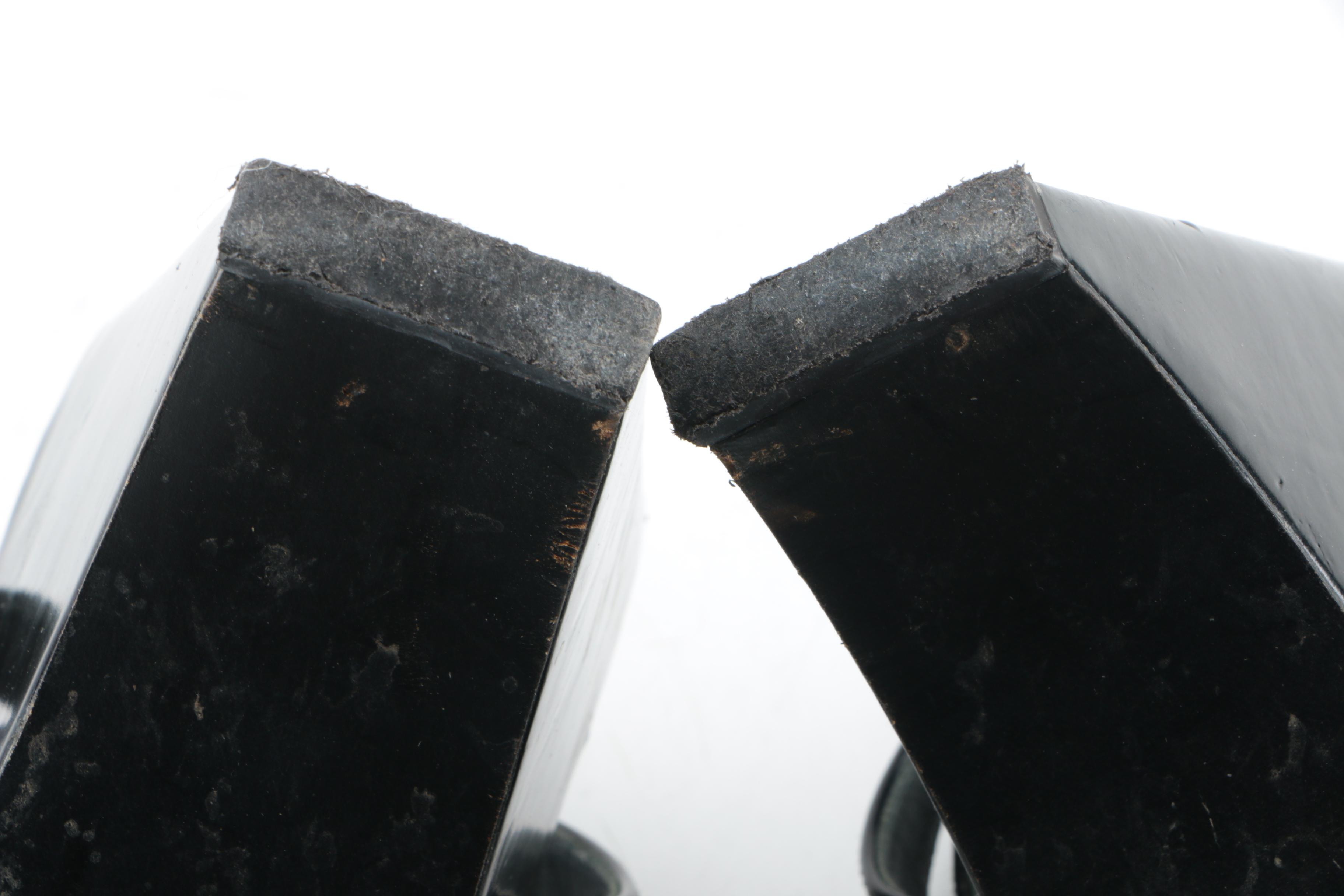 Prada Black Patent Leather Ankle Strap Sandals