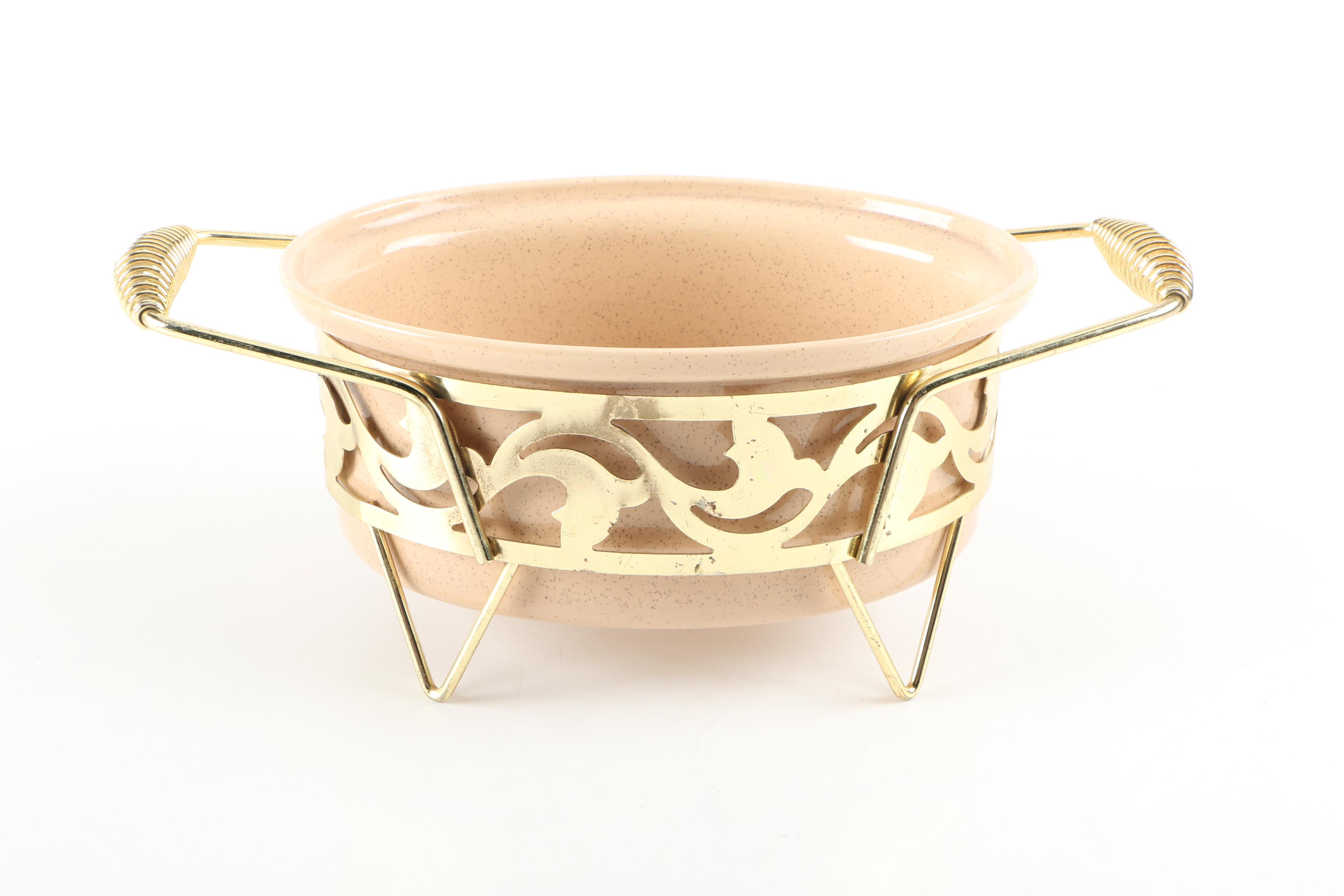 Vintage Bauer Casserole Dish with Stand