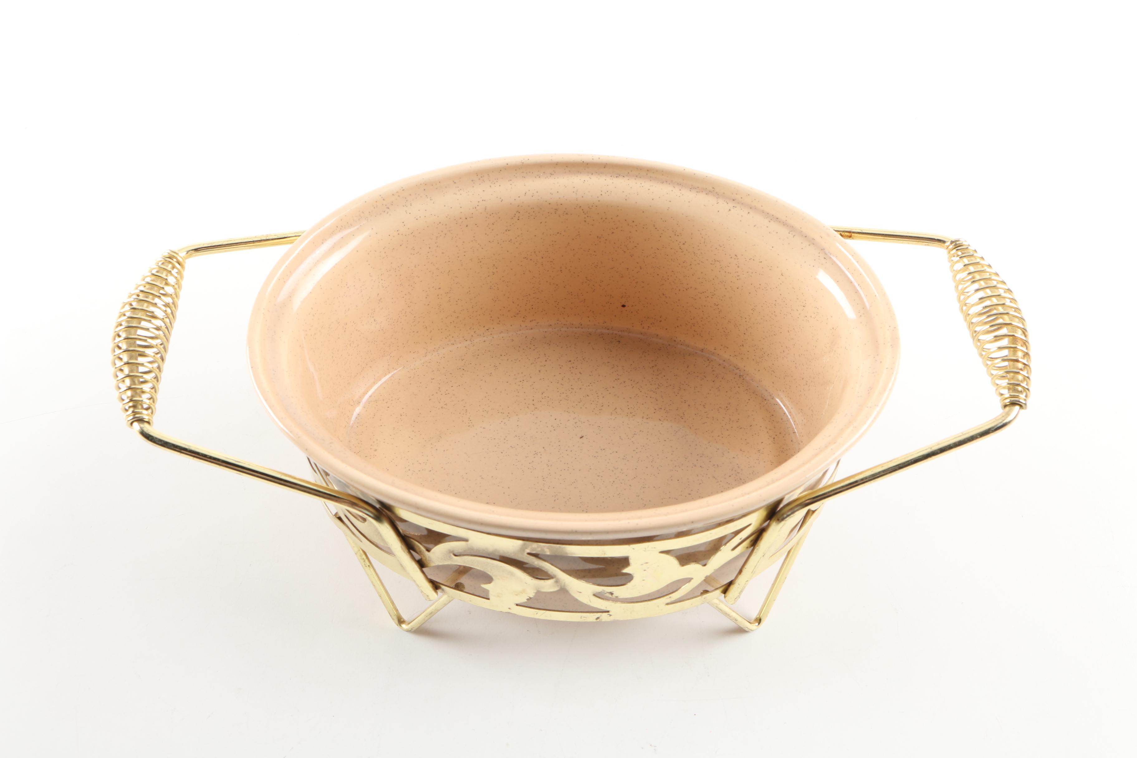 Vintage Bauer Casserole Dish with Stand