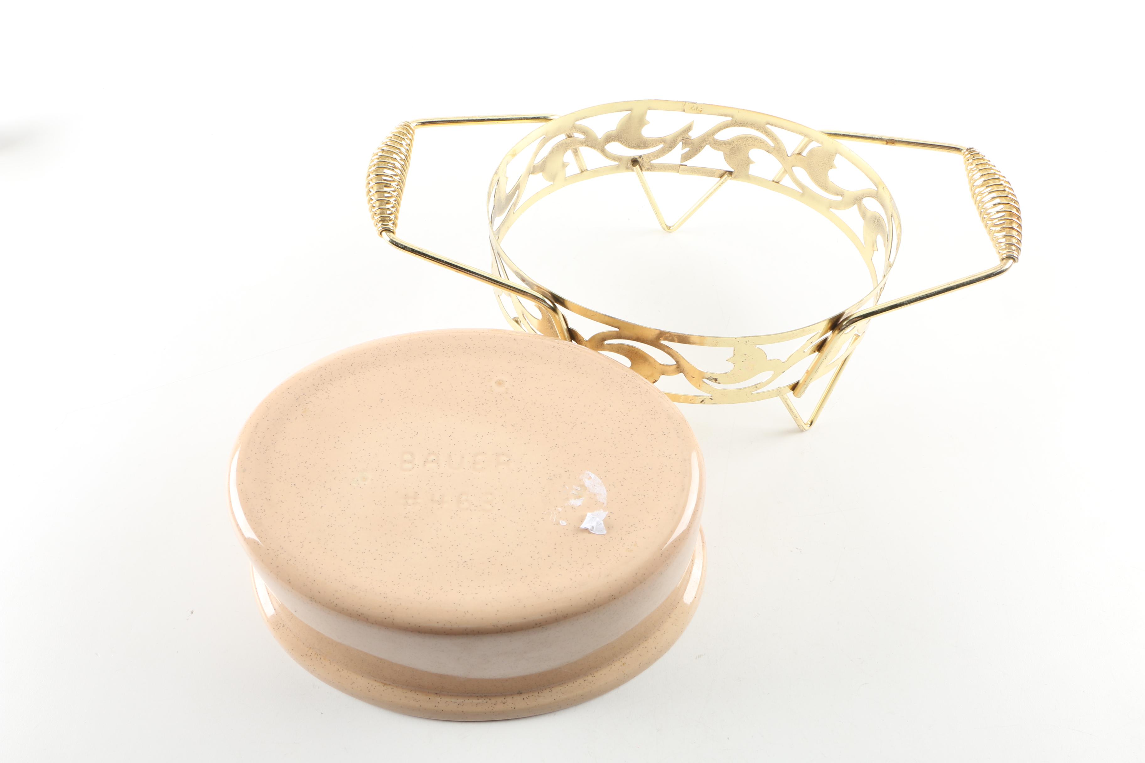 Vintage Bauer Casserole Dish with Stand