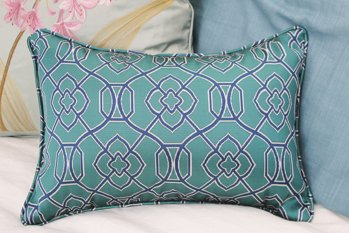 Mid Century Modern Stained Walnut Queen Size Bed Frame and Bedding