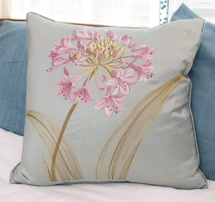 Mid Century Modern Stained Walnut Queen Size Bed Frame and Bedding