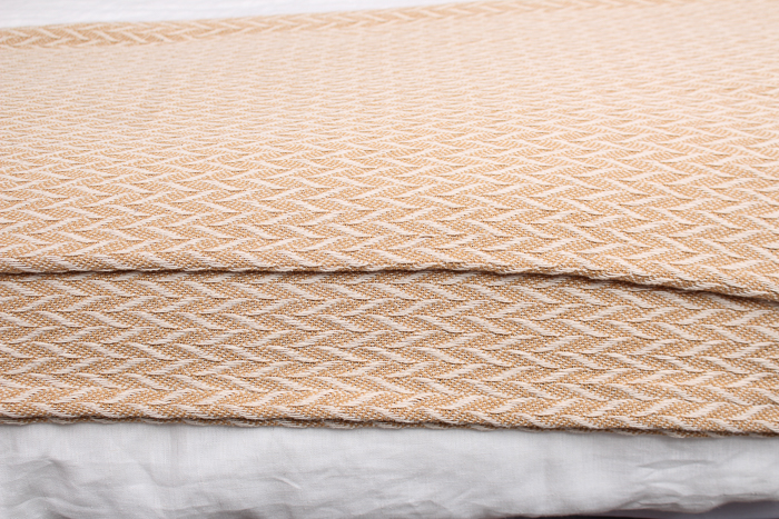 Mid Century Modern Stained Walnut Queen Size Bed Frame and Bedding