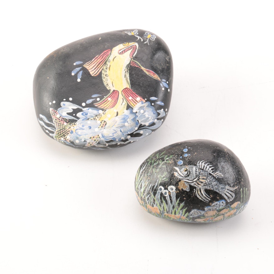 Two Painted Stones by N. Davis