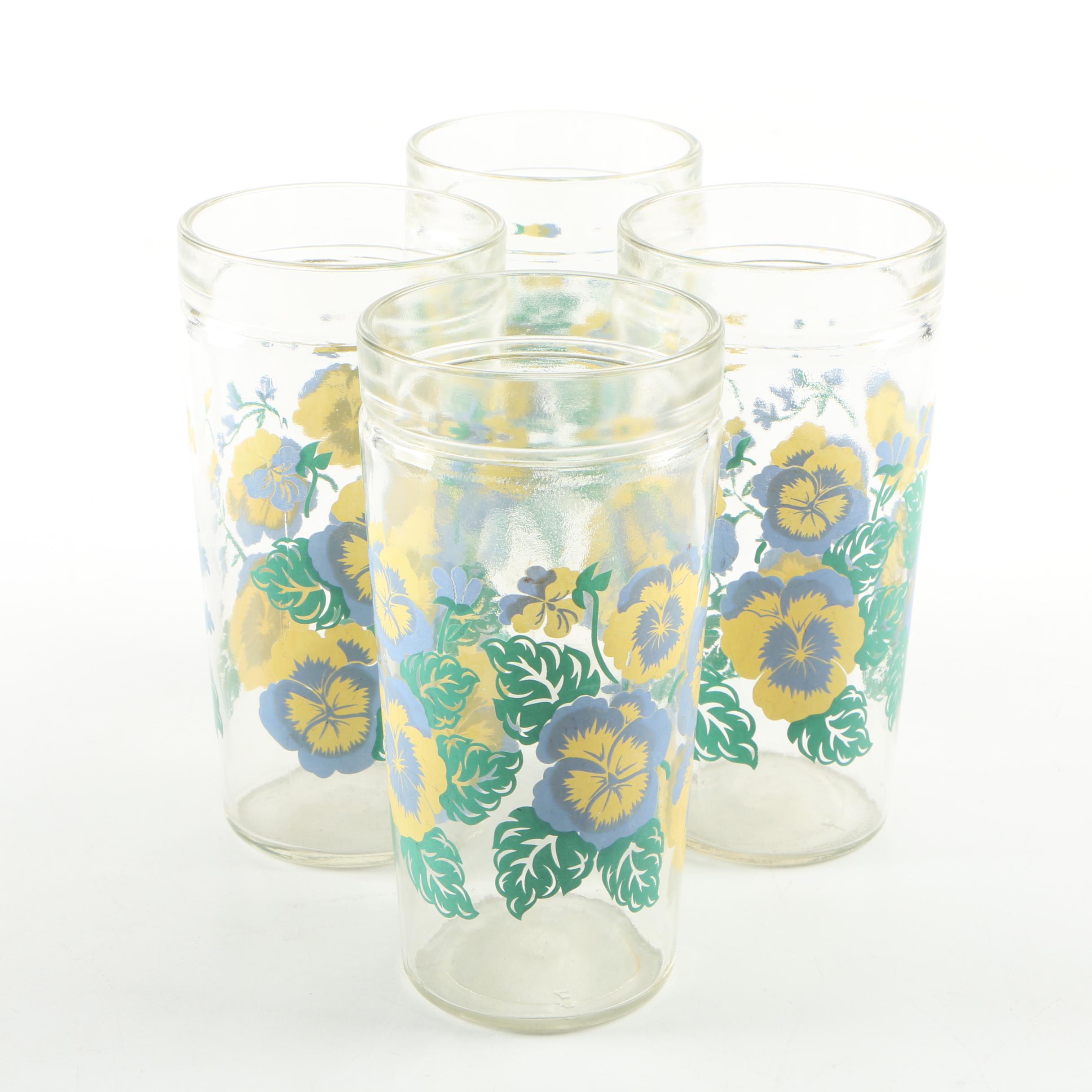 Vintage Anchor Hocking Pansy Drinking Glasses