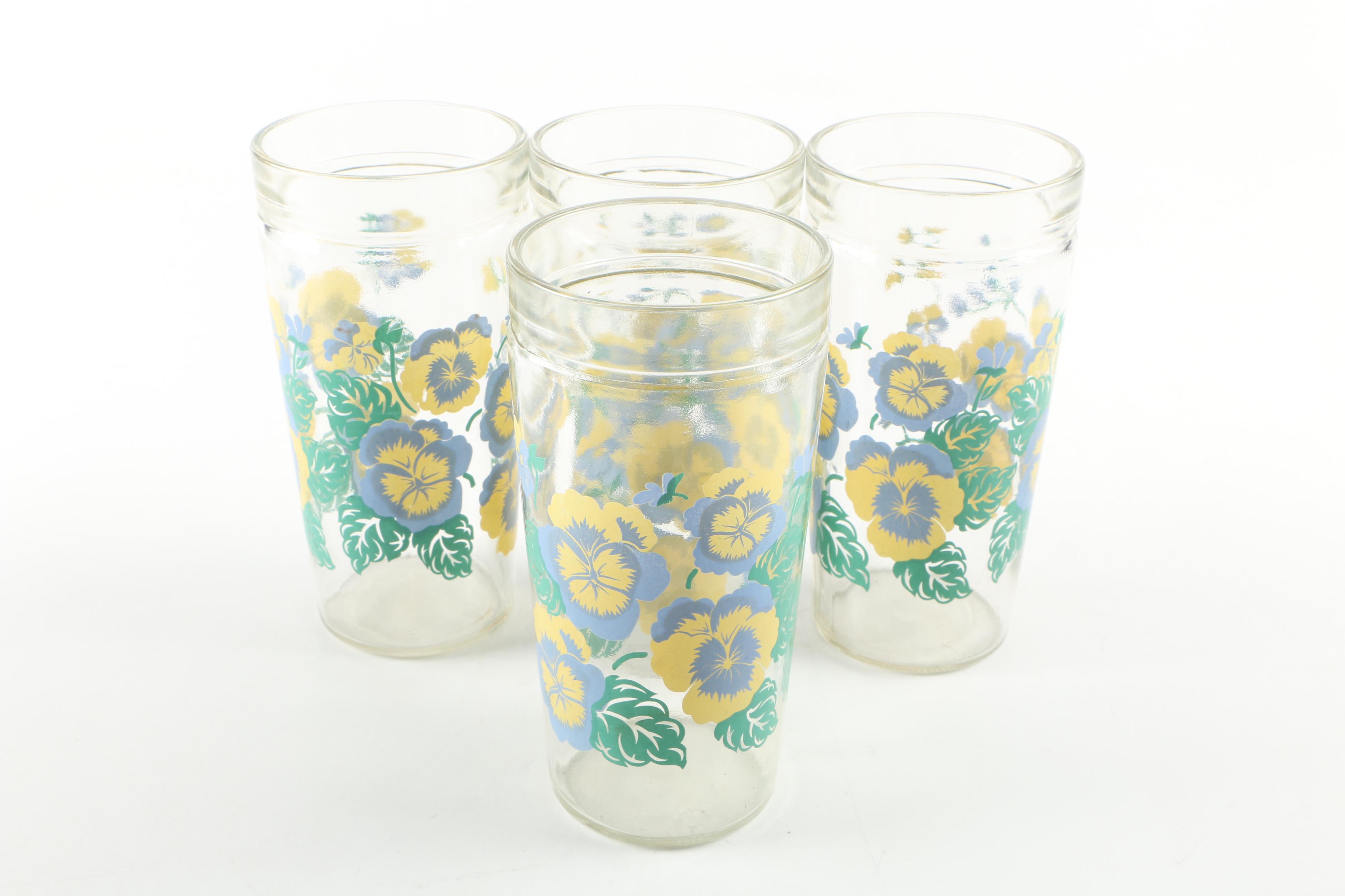 Vintage Anchor Hocking Pansy Drinking Glasses