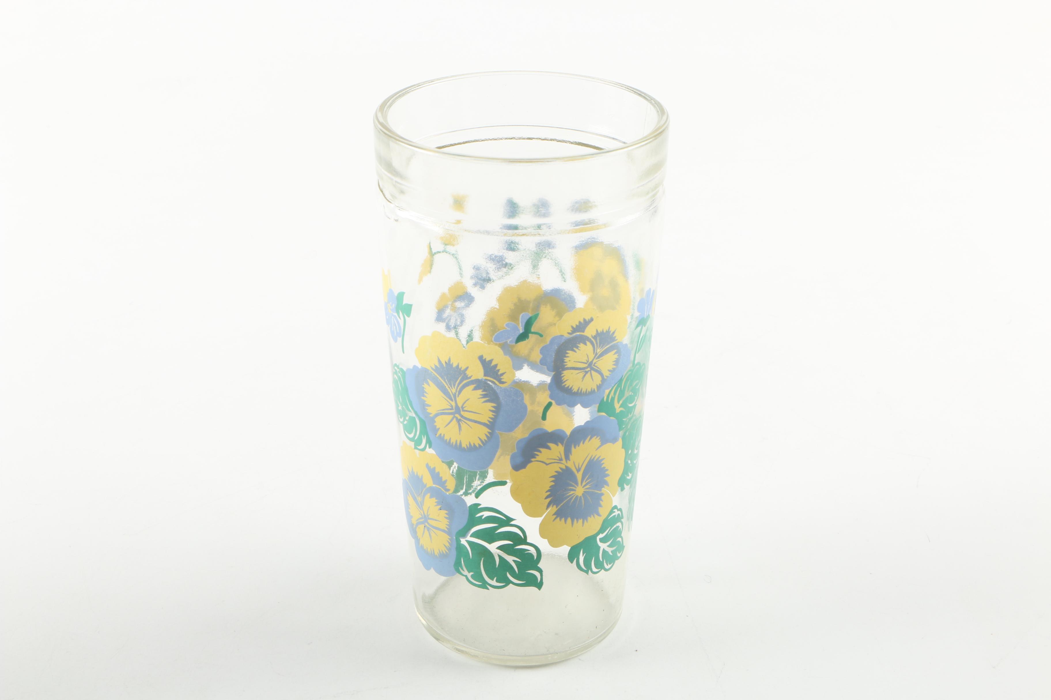 Vintage Anchor Hocking Pansy Drinking Glasses