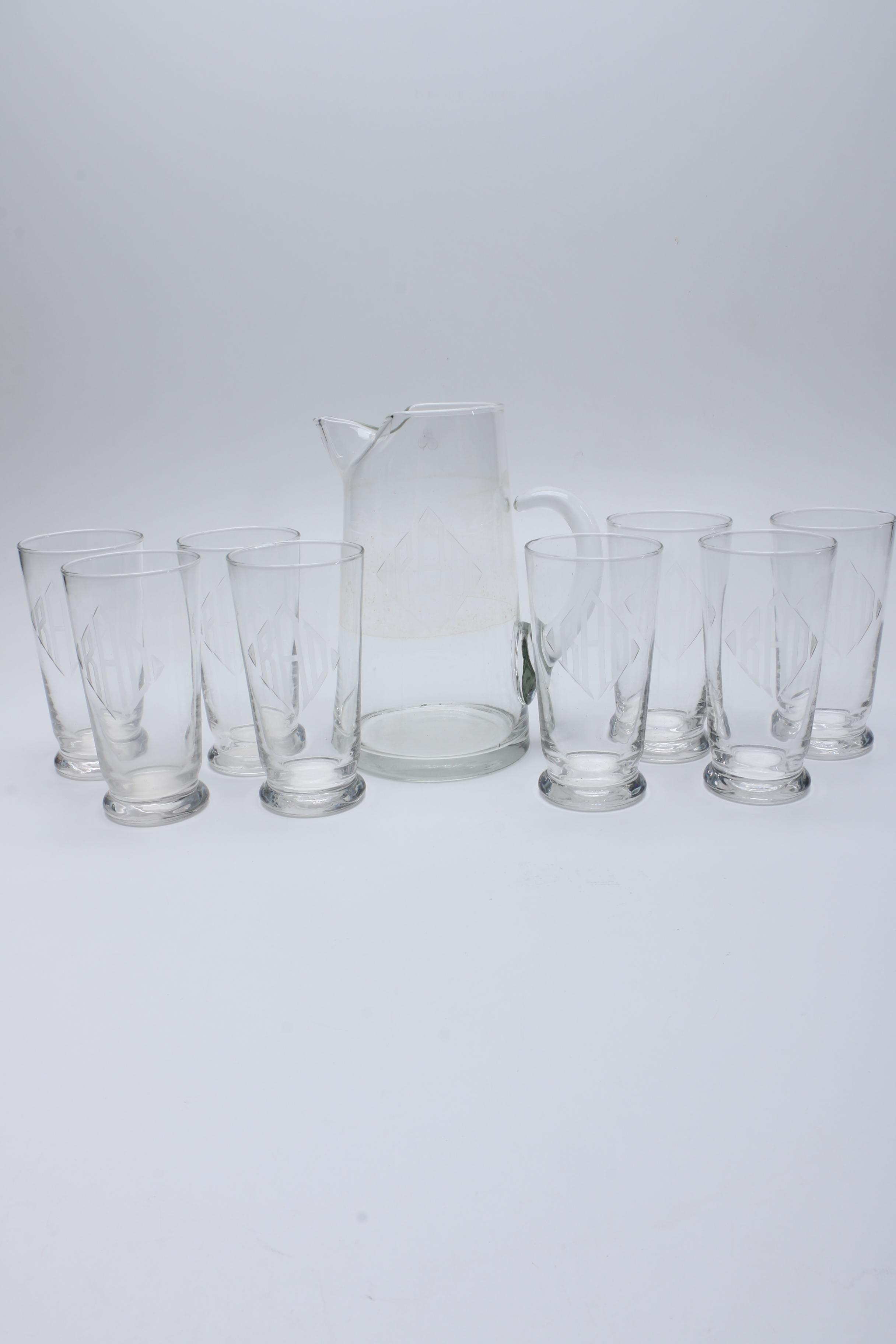 Libbey Monogrammed Glasses with Pitcher