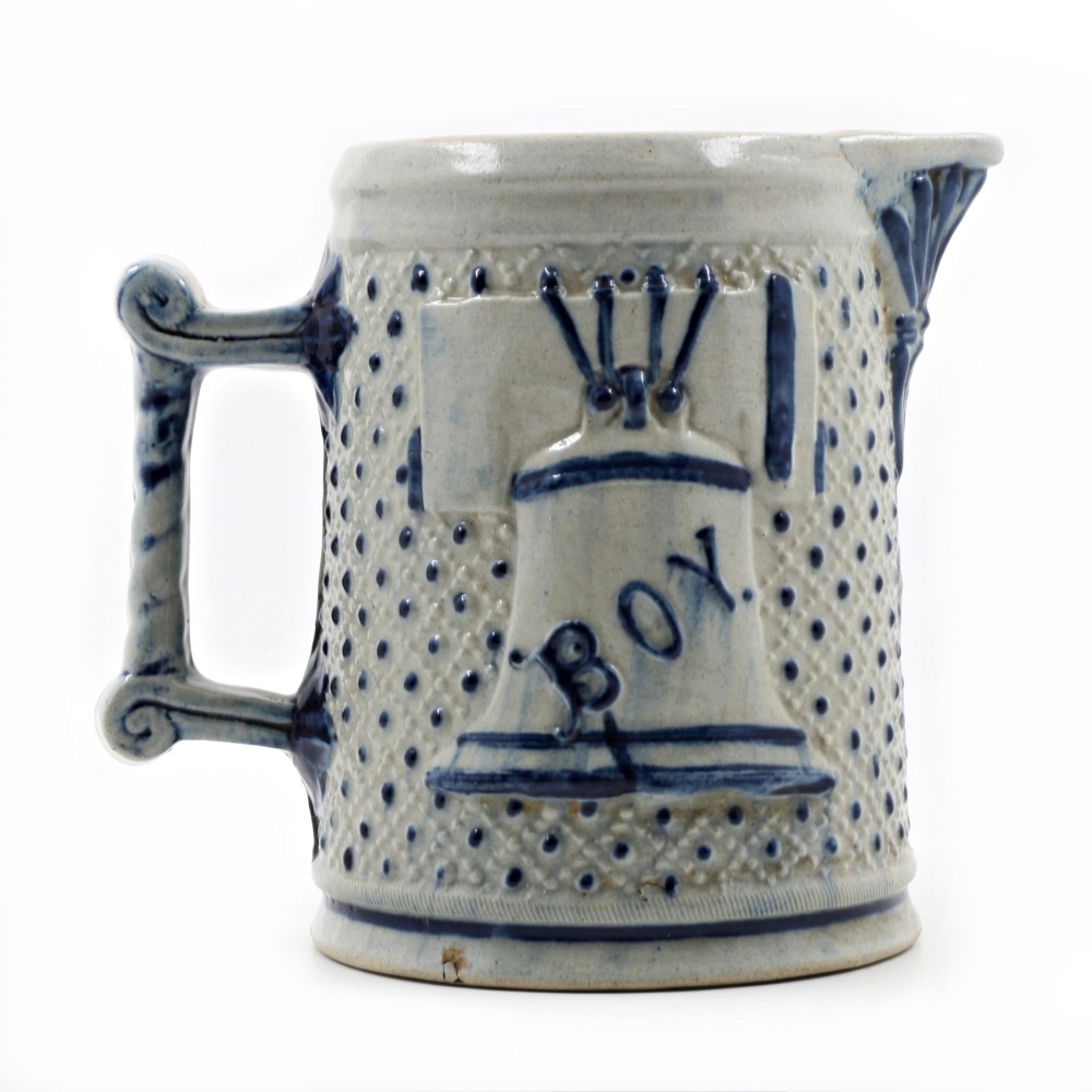 19th-Century Embossed Stoneware Pitcher