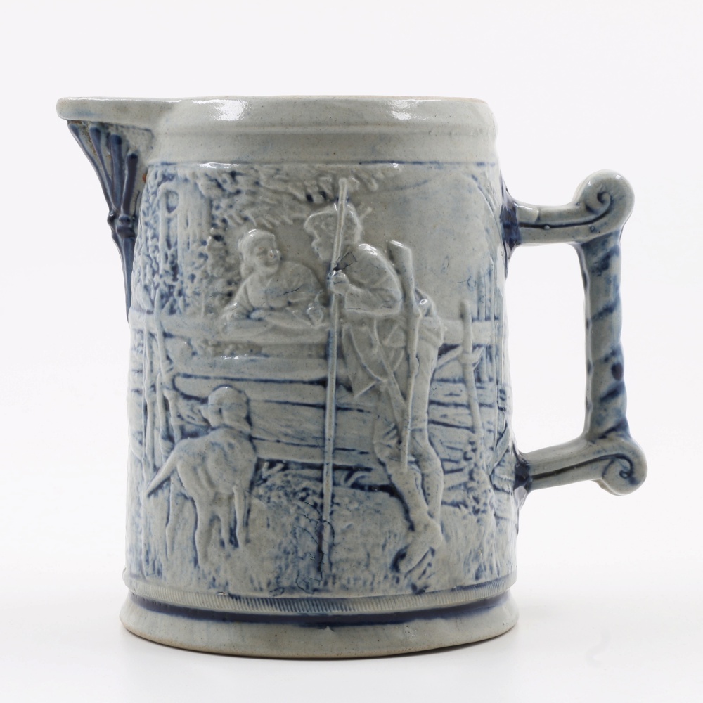 19th-Century Embossed Stoneware Pitcher
