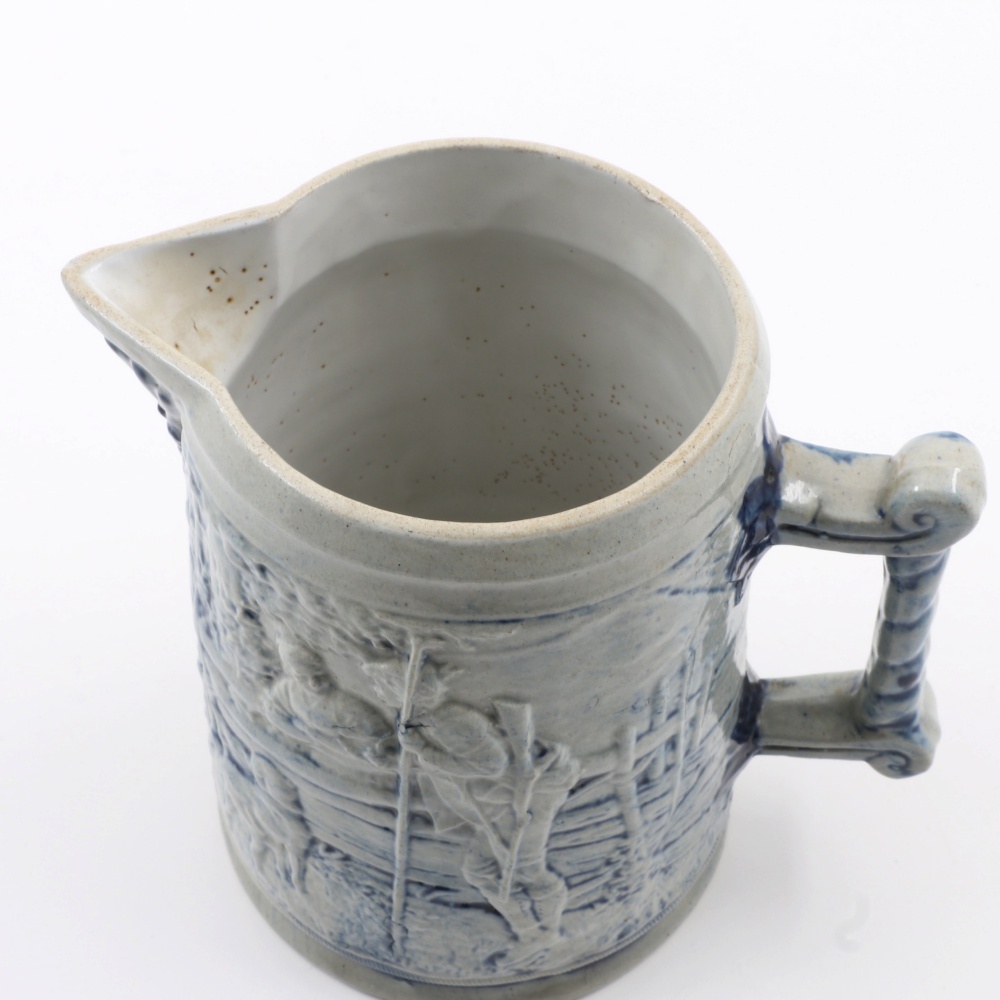 19th-Century Embossed Stoneware Pitcher