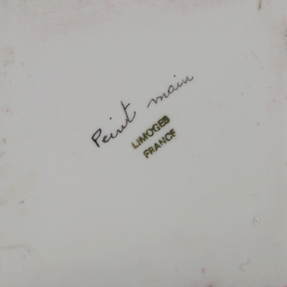 Hand Painted Limoges Porcelain Inkwell