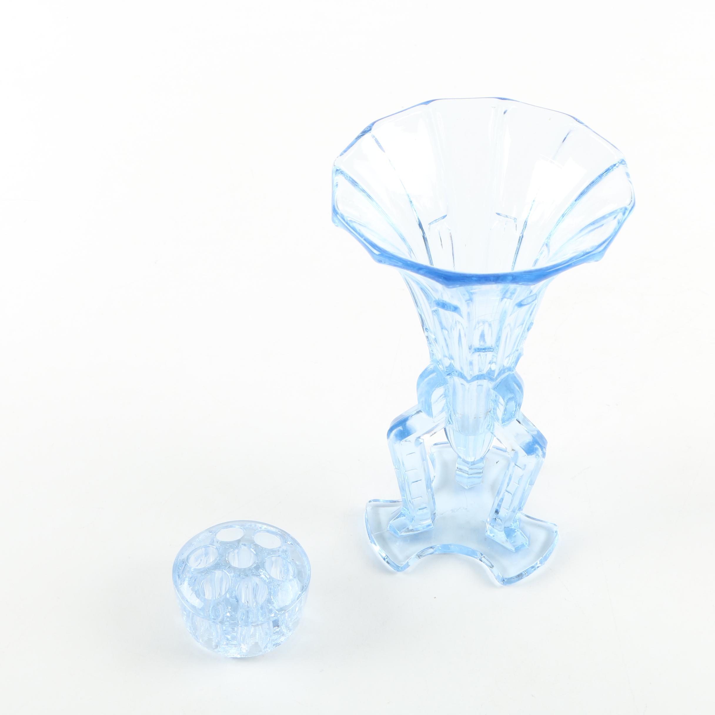 Depression Glass Vase and Flower Frog