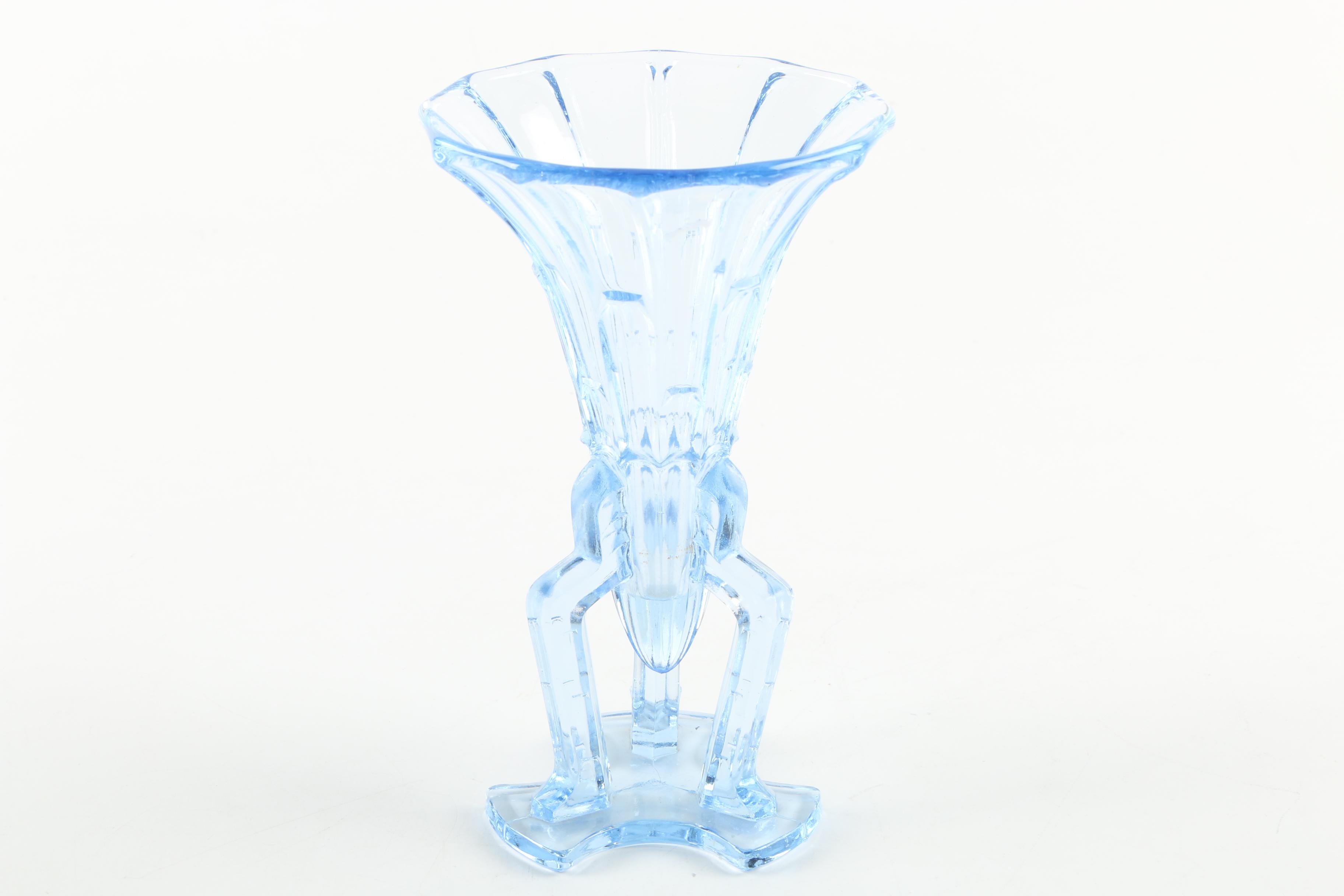 Depression Glass Vase and Flower Frog