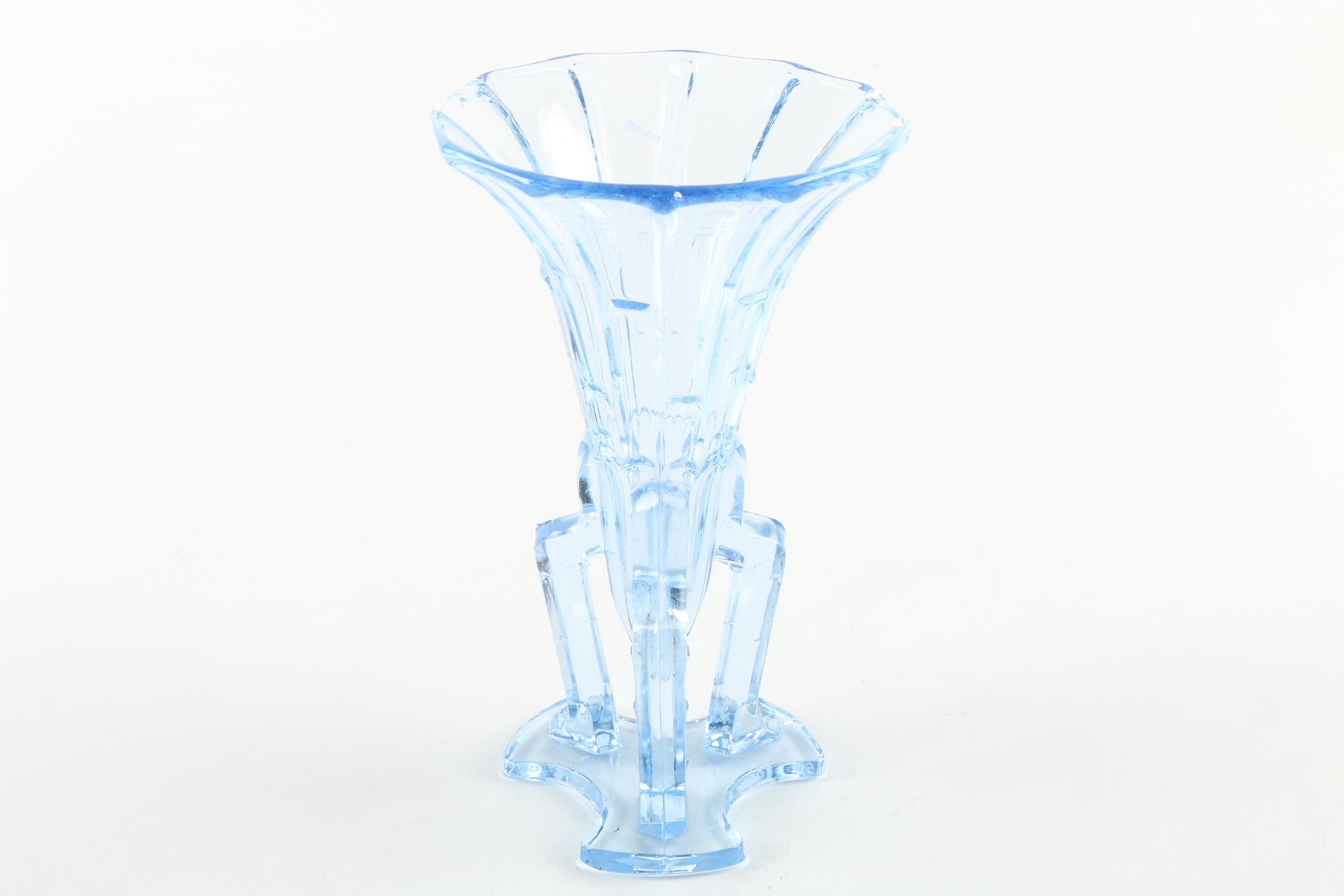 Depression Glass Vase and Flower Frog