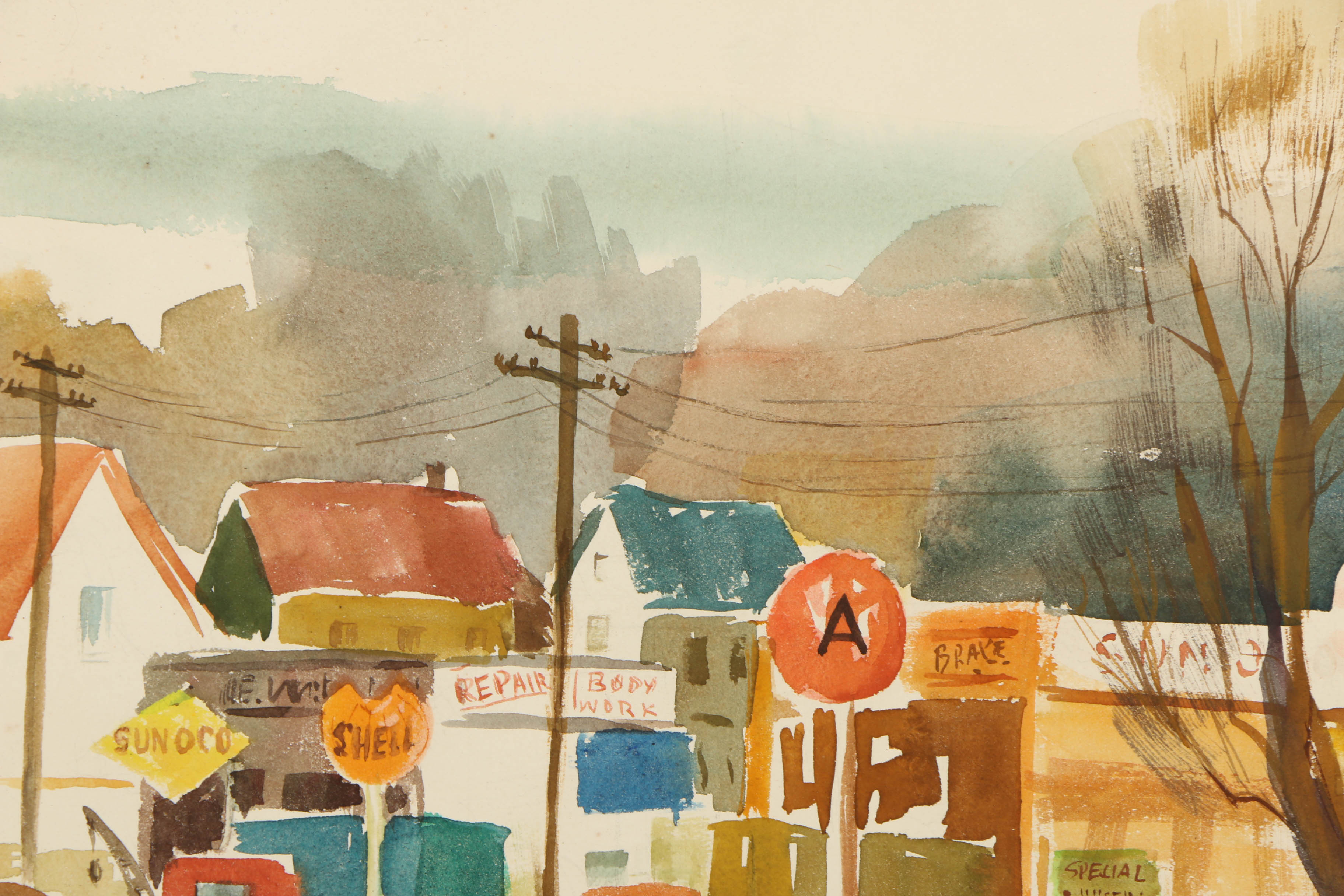 Stephanie Canizares Watercolor Painting of a Suburban Street