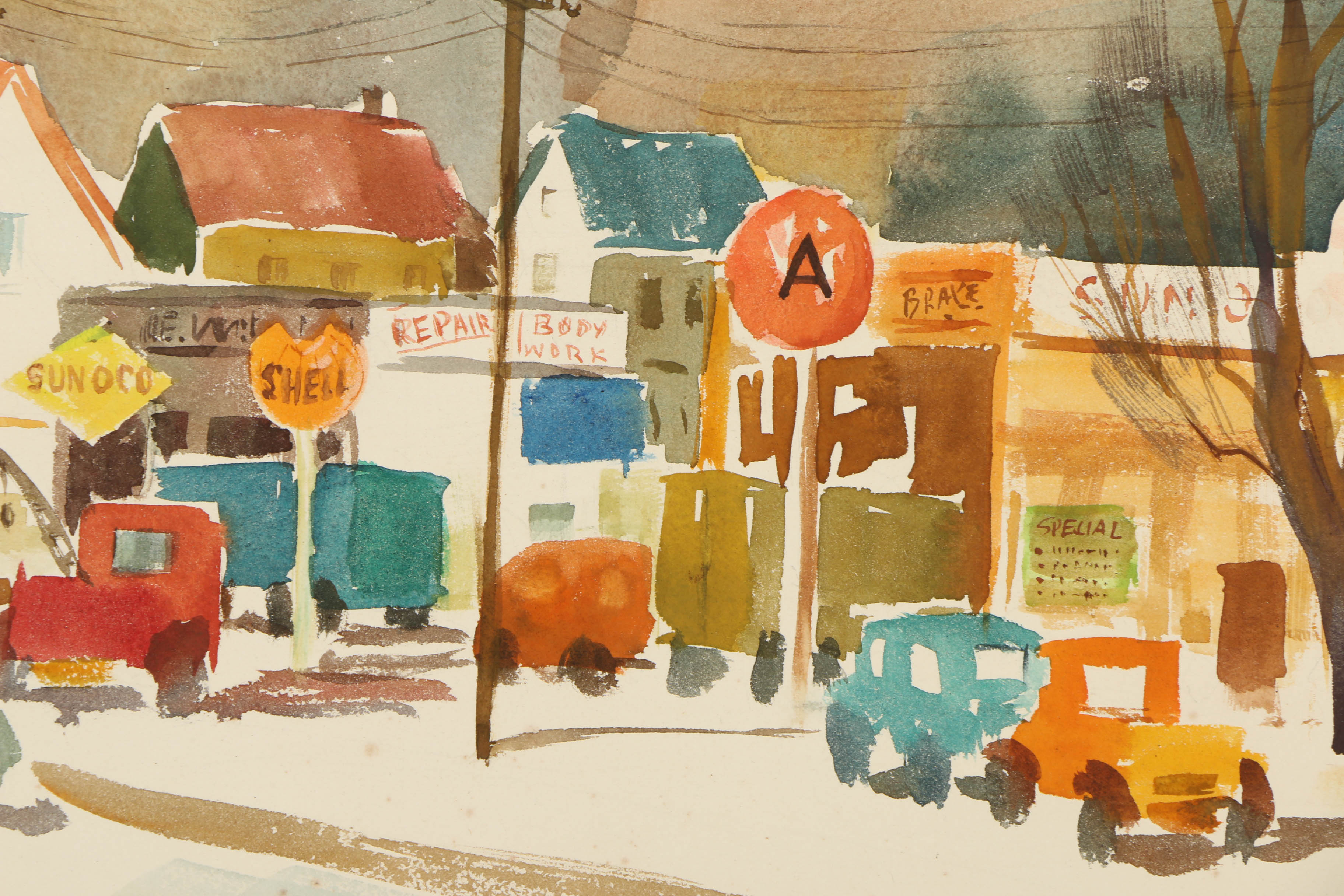 Stephanie Canizares Watercolor Painting of a Suburban Street