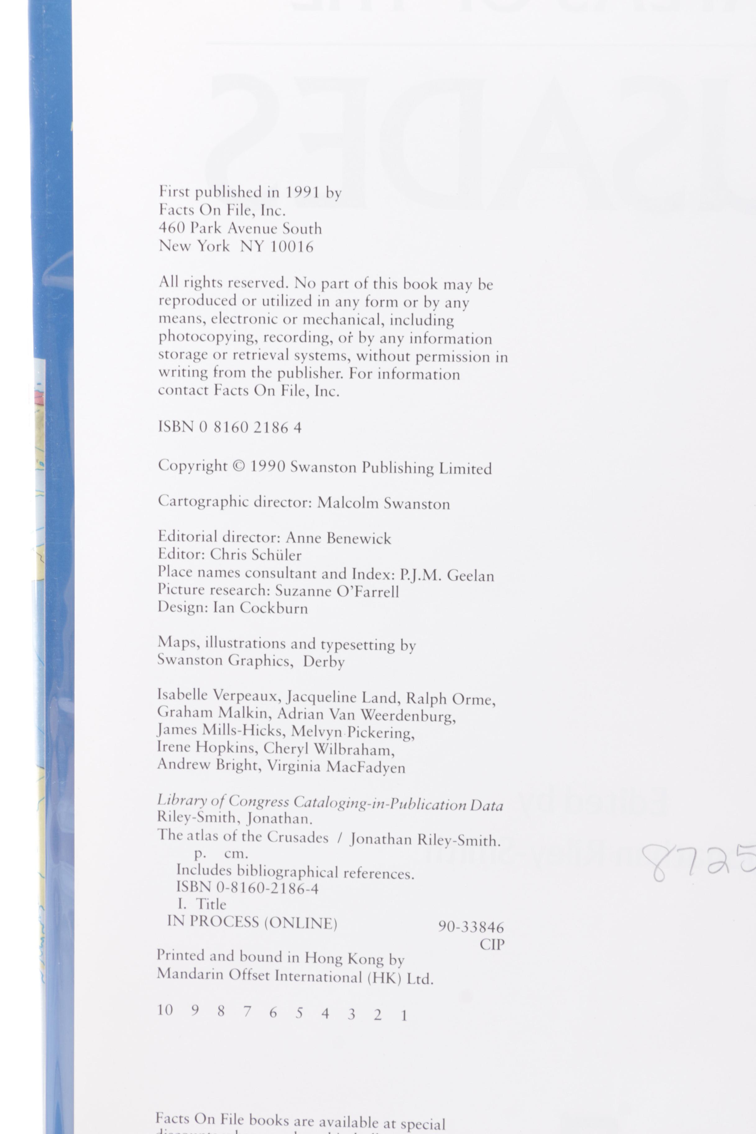 1991 "The Atlas of the Crusades" and 1984 "The Horizon Book of the Middles Ages"