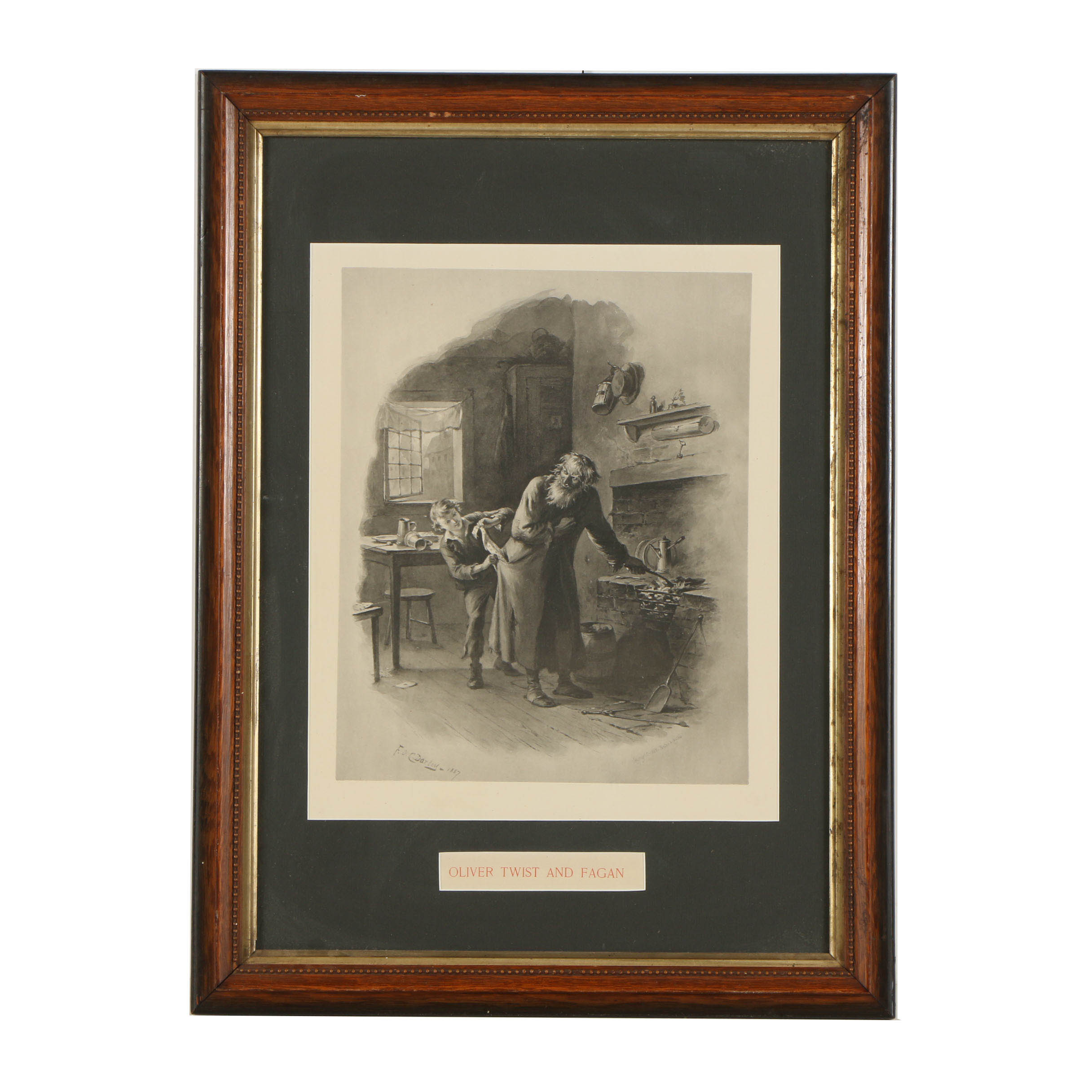 1888 Felix Octavious Carr Darley Photogravure "Oliver Twist and Fagan"