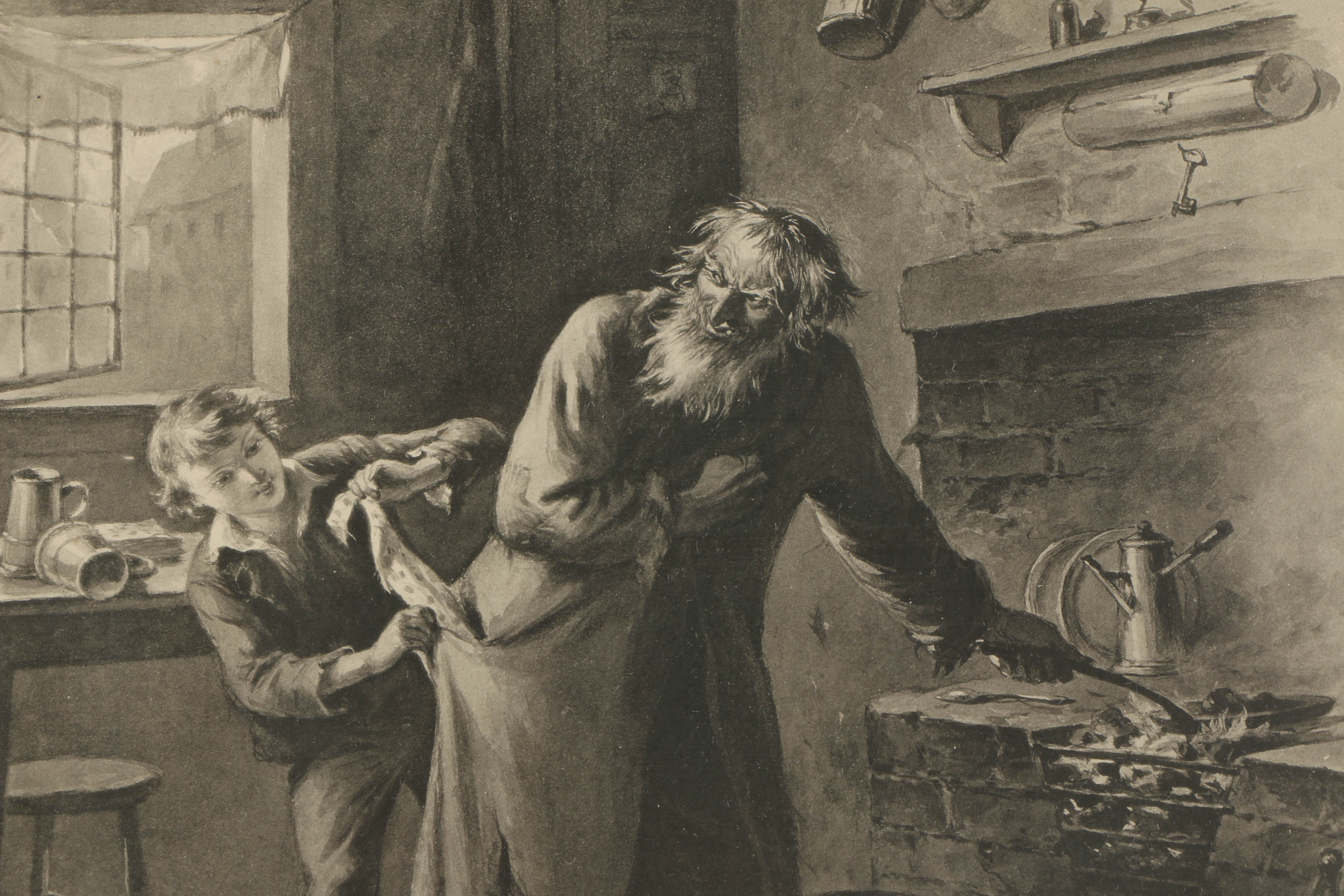 1888 Felix Octavious Carr Darley Photogravure "Oliver Twist and Fagan"