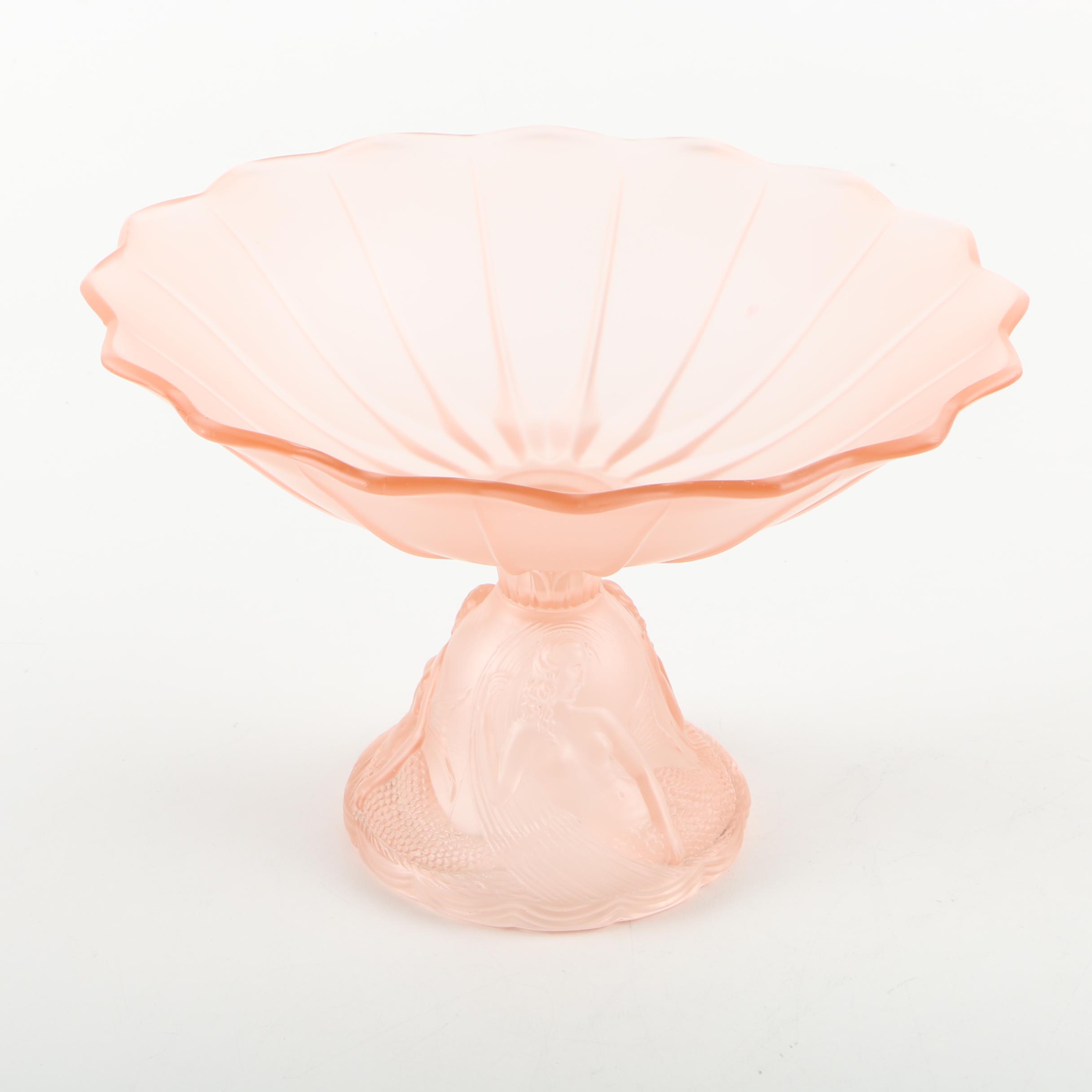 Pink Glass Bowl with Stand After Walther