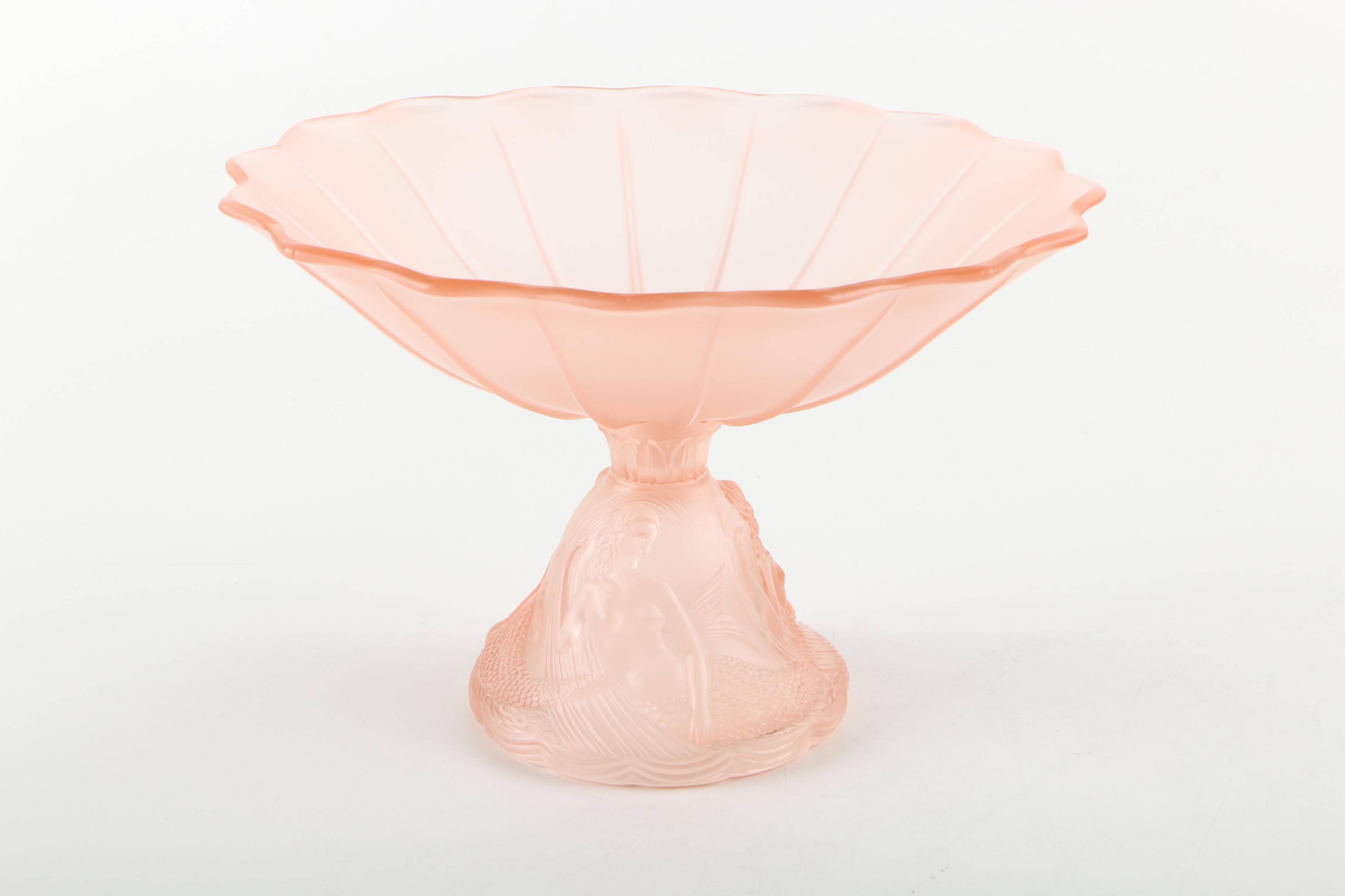 Pink Glass Bowl with Stand After Walther