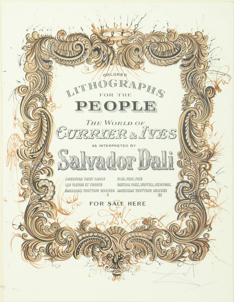 Salvador Dali Signed Artist's Proof Lithograph "The World of Currier & Ives"