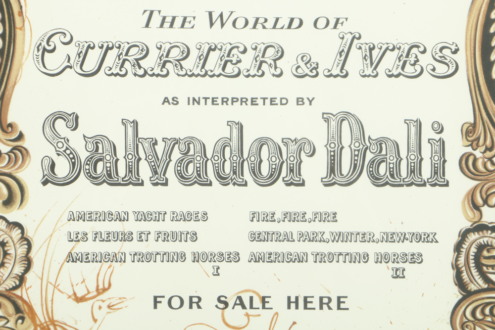 Salvador Dali Signed Artist's Proof Lithograph "The World of Currier & Ives"