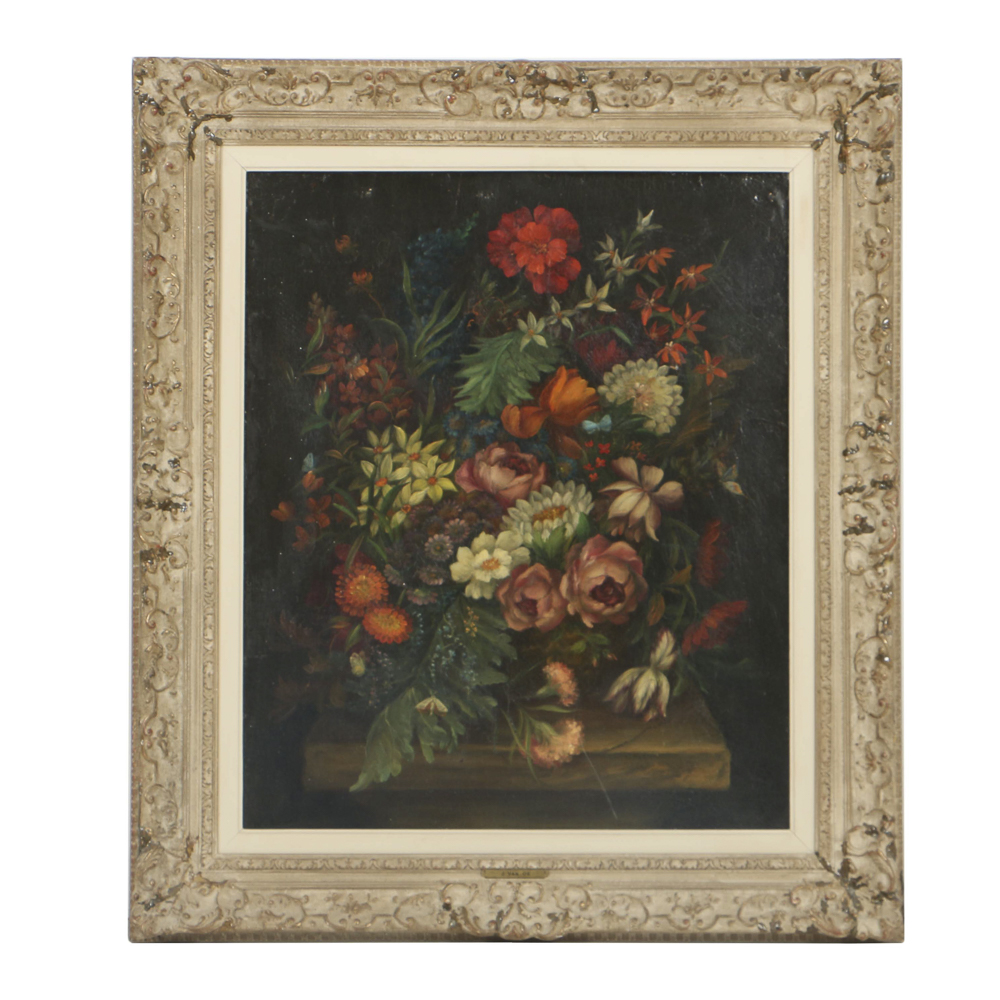 Continental School Oil Painting on Canvas After Jan van Os Floral Still Life