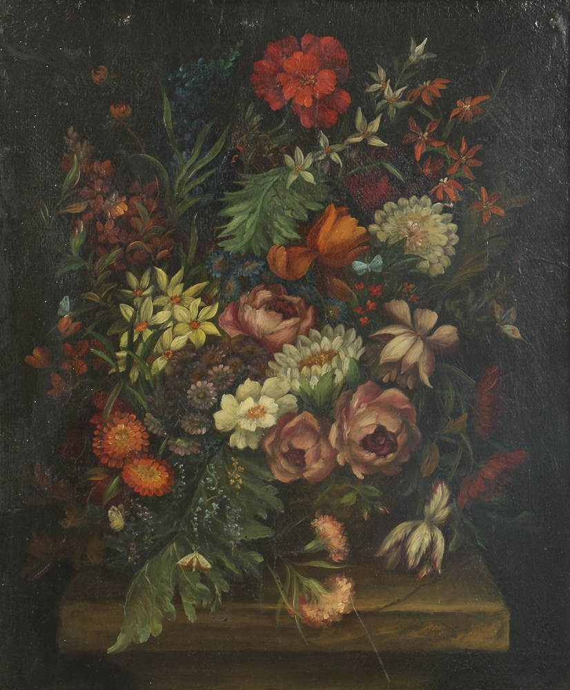 Continental School Oil Painting on Canvas After Jan van Os Floral Still Life