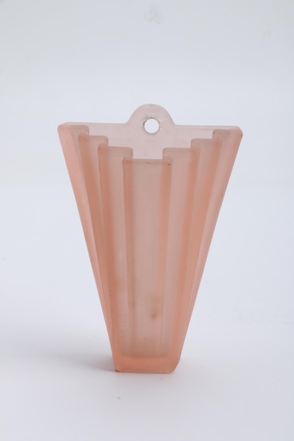 Art Deco Style Pink Glass Wall Pocket