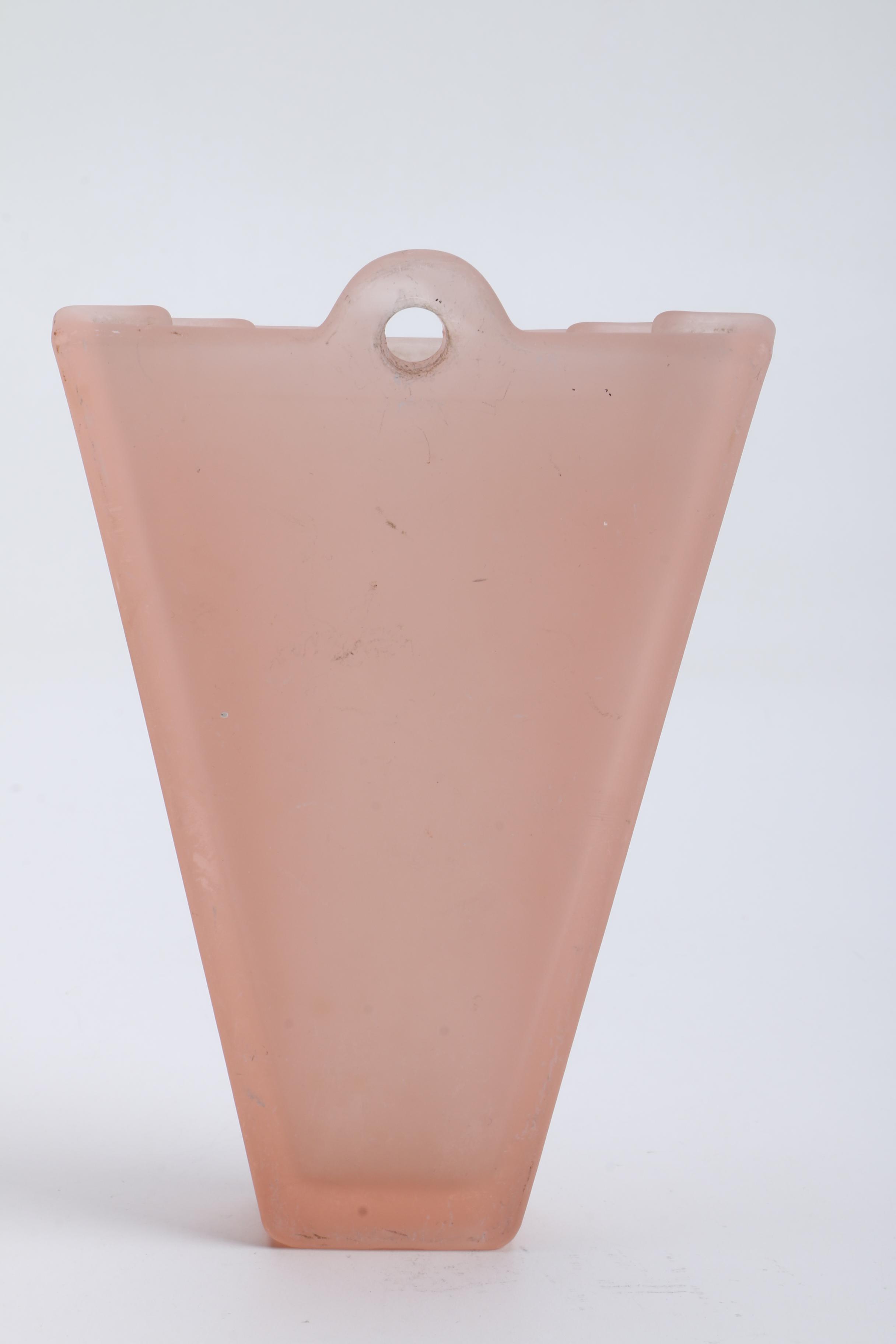 Art Deco Style Pink Glass Wall Pocket