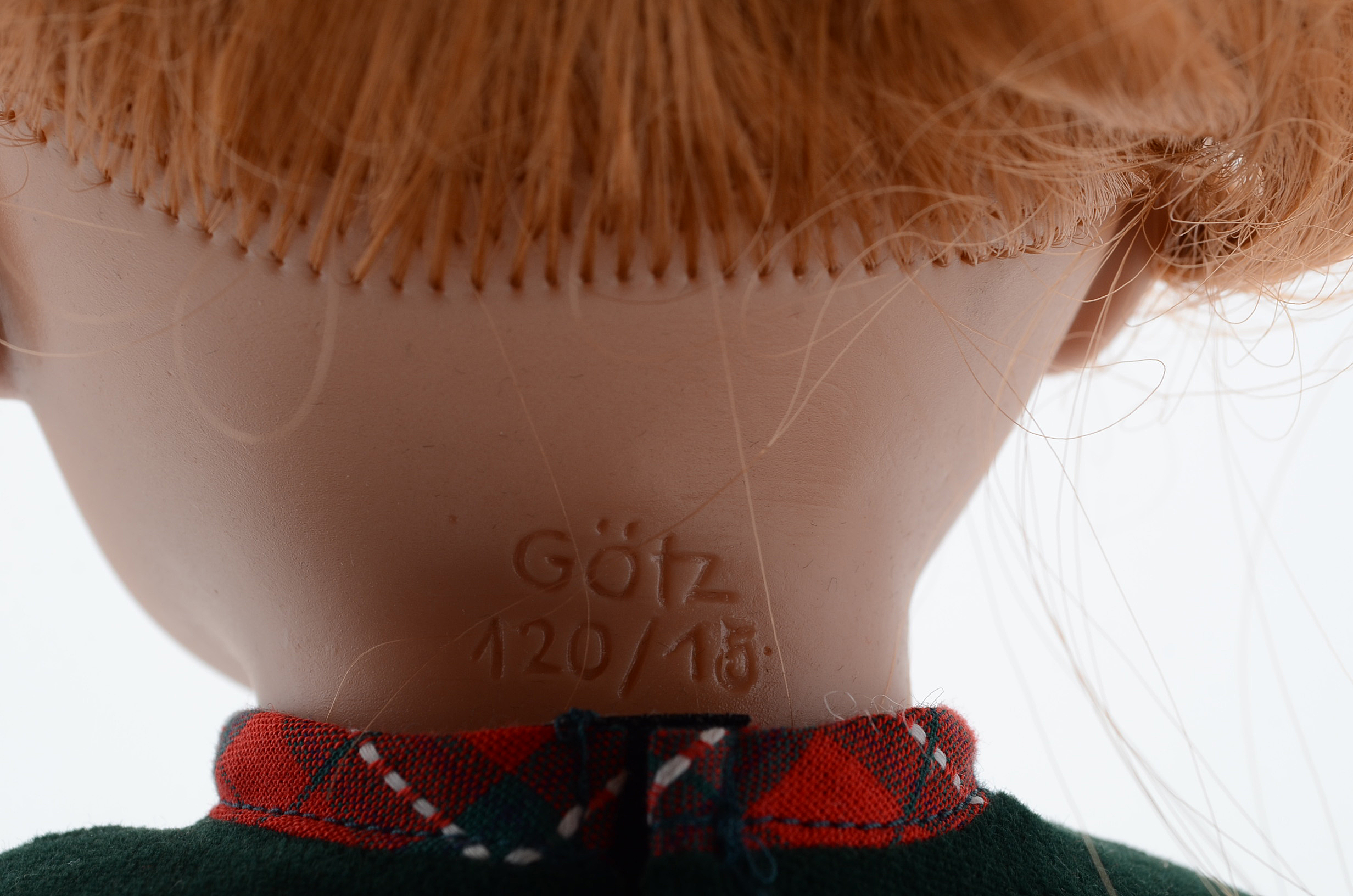 German Gotz Doll with Red Hair in Holiday Dress