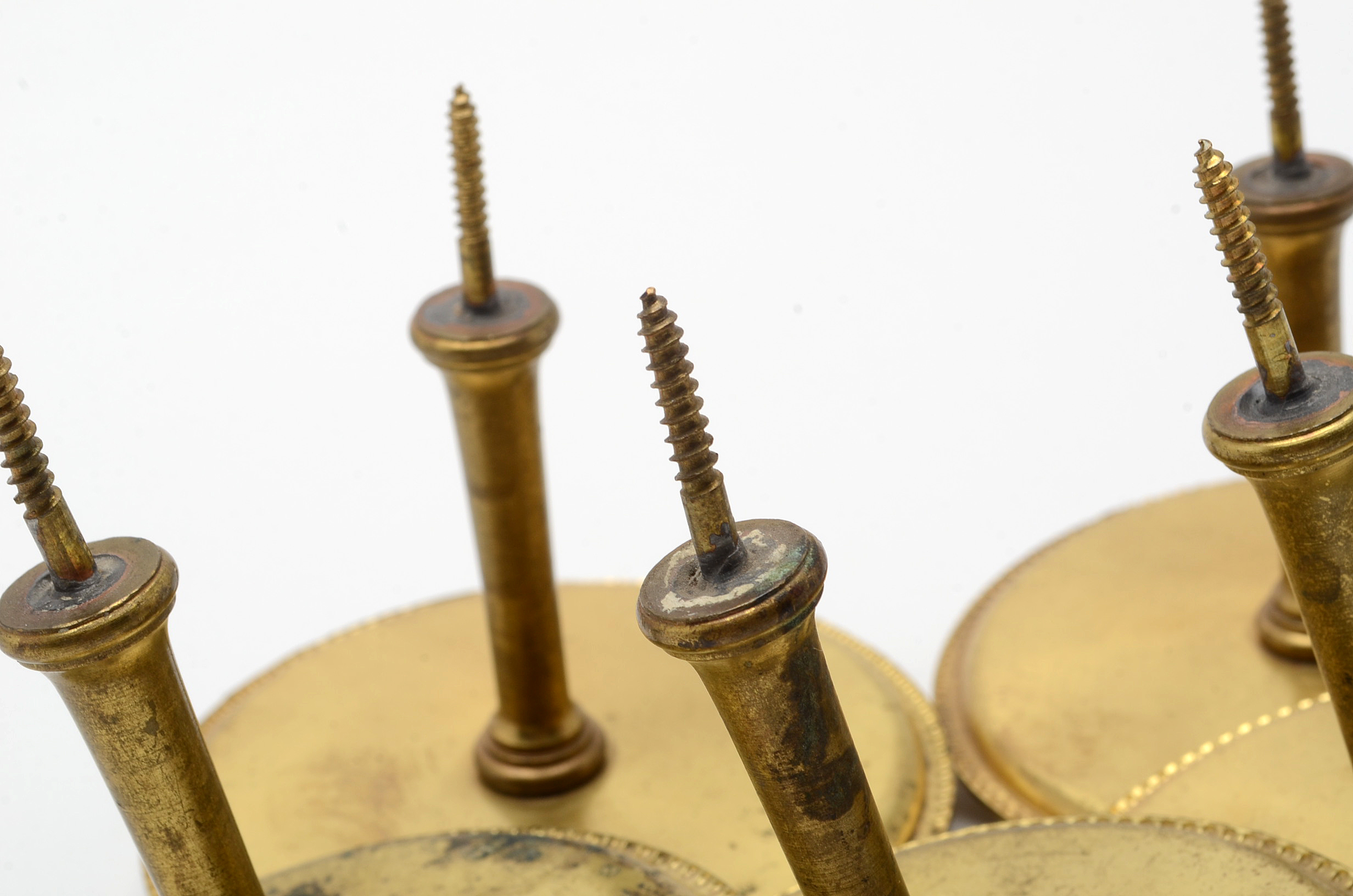 Vintage Enameled Curtain Tie-Back Pins with Watteau Style Courtship Scenes