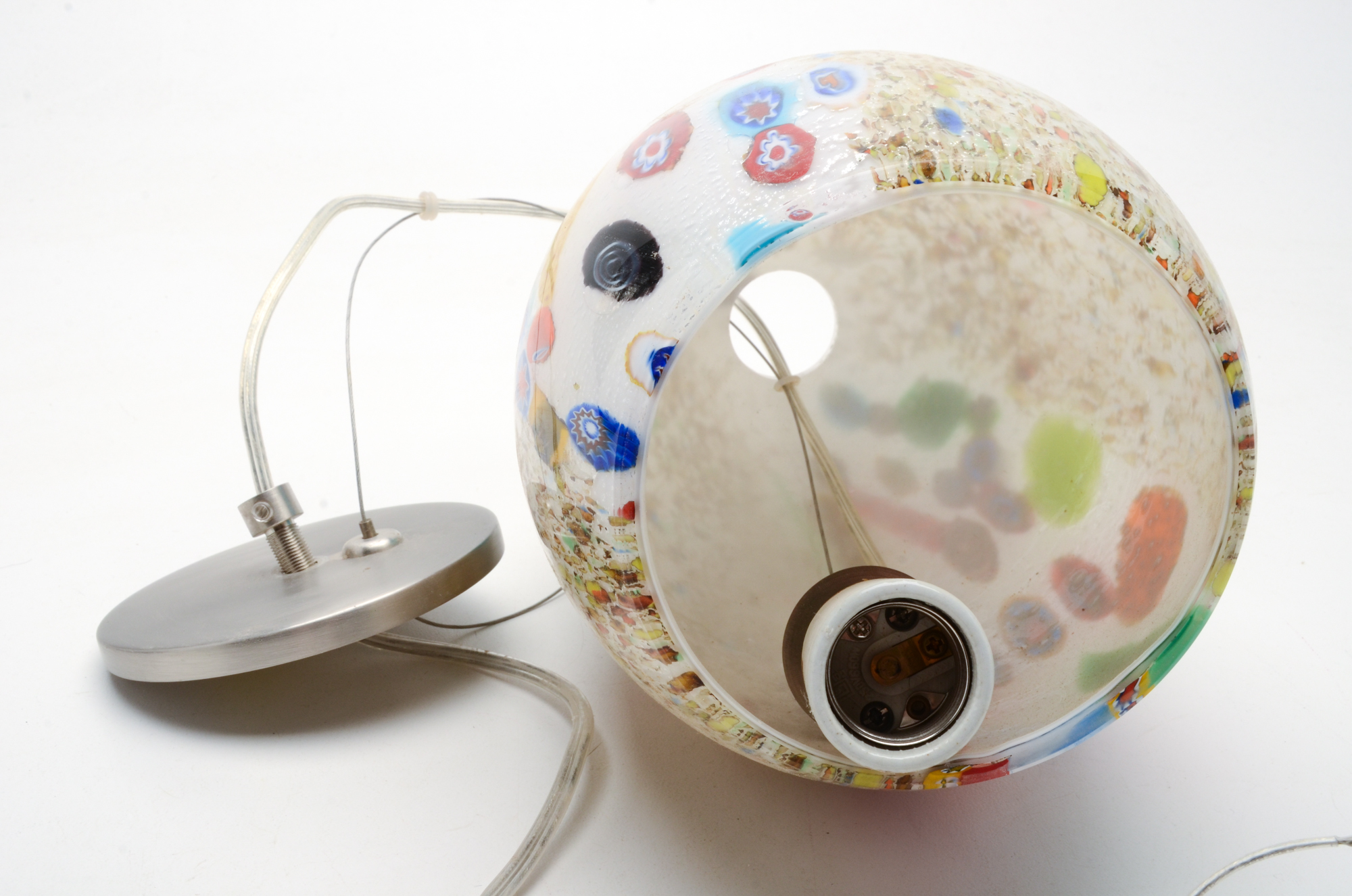 Millefiori Style Blown Glass Pendant Light