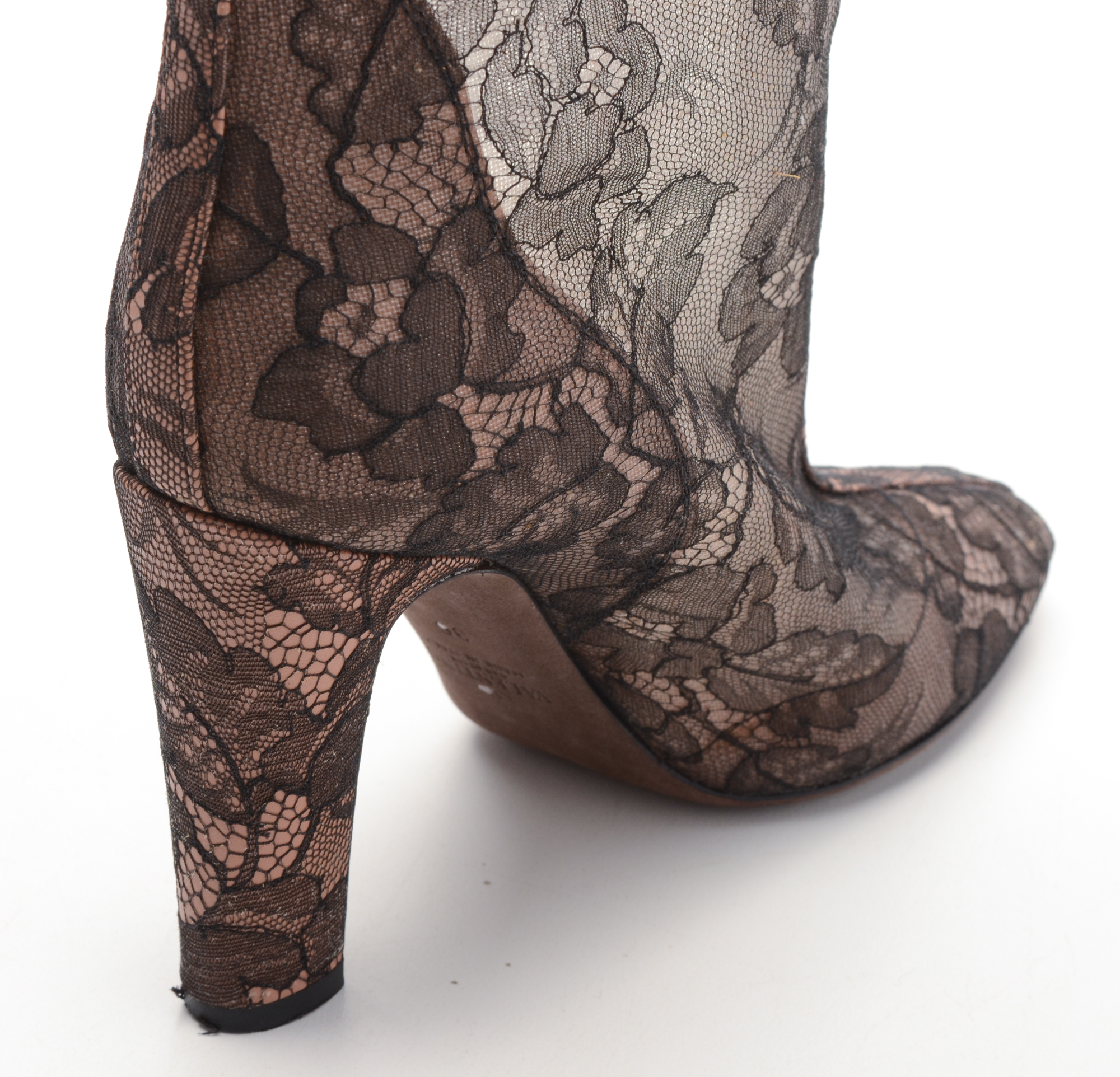 Valentino Brown Lace Knee-High Boots