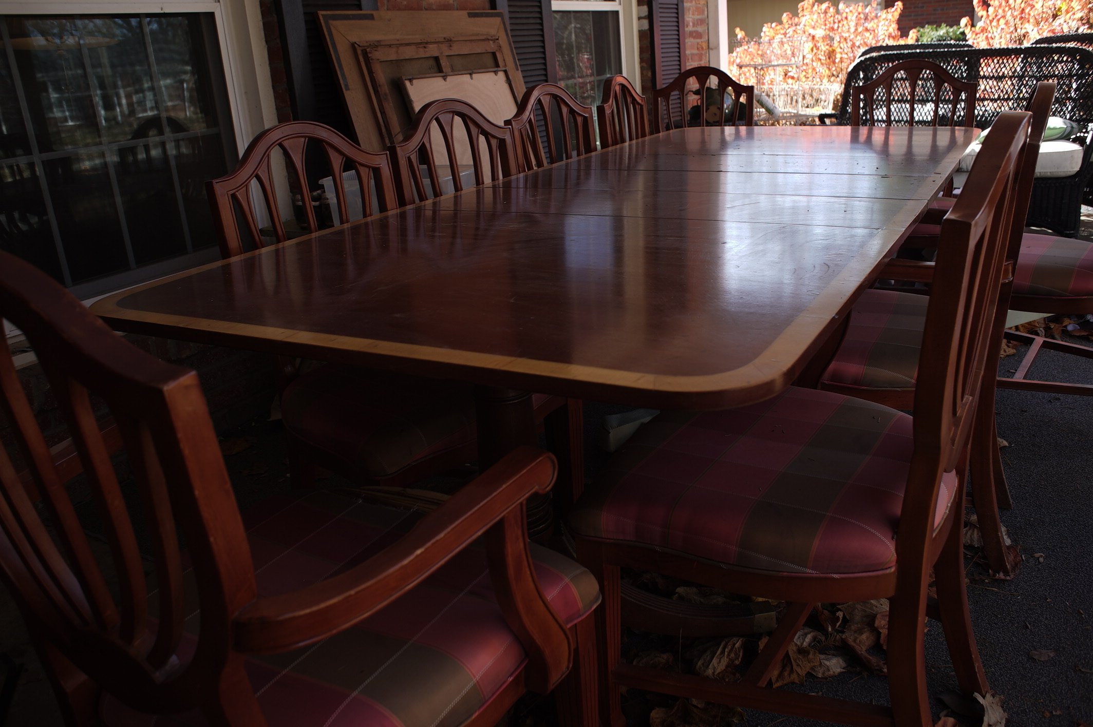 Federal Style Dining Table and Ten Chairs